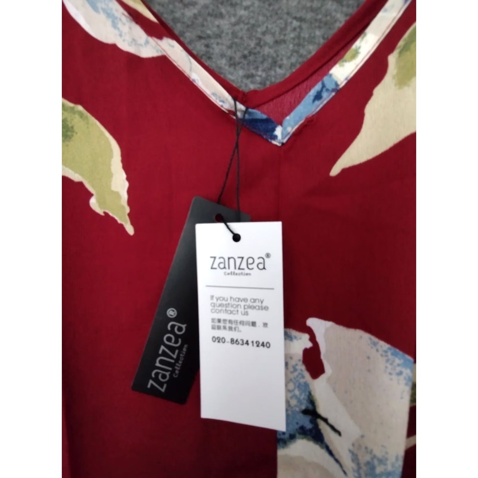 Vintage ZANZEA Women's Tank Dress Summer Flower Red 8 V-Neck Dress Sleeveless Knee Length Pattern Floral Shirt? Size M / US 6-8 / IT 42-44 - 6 Thumbnail