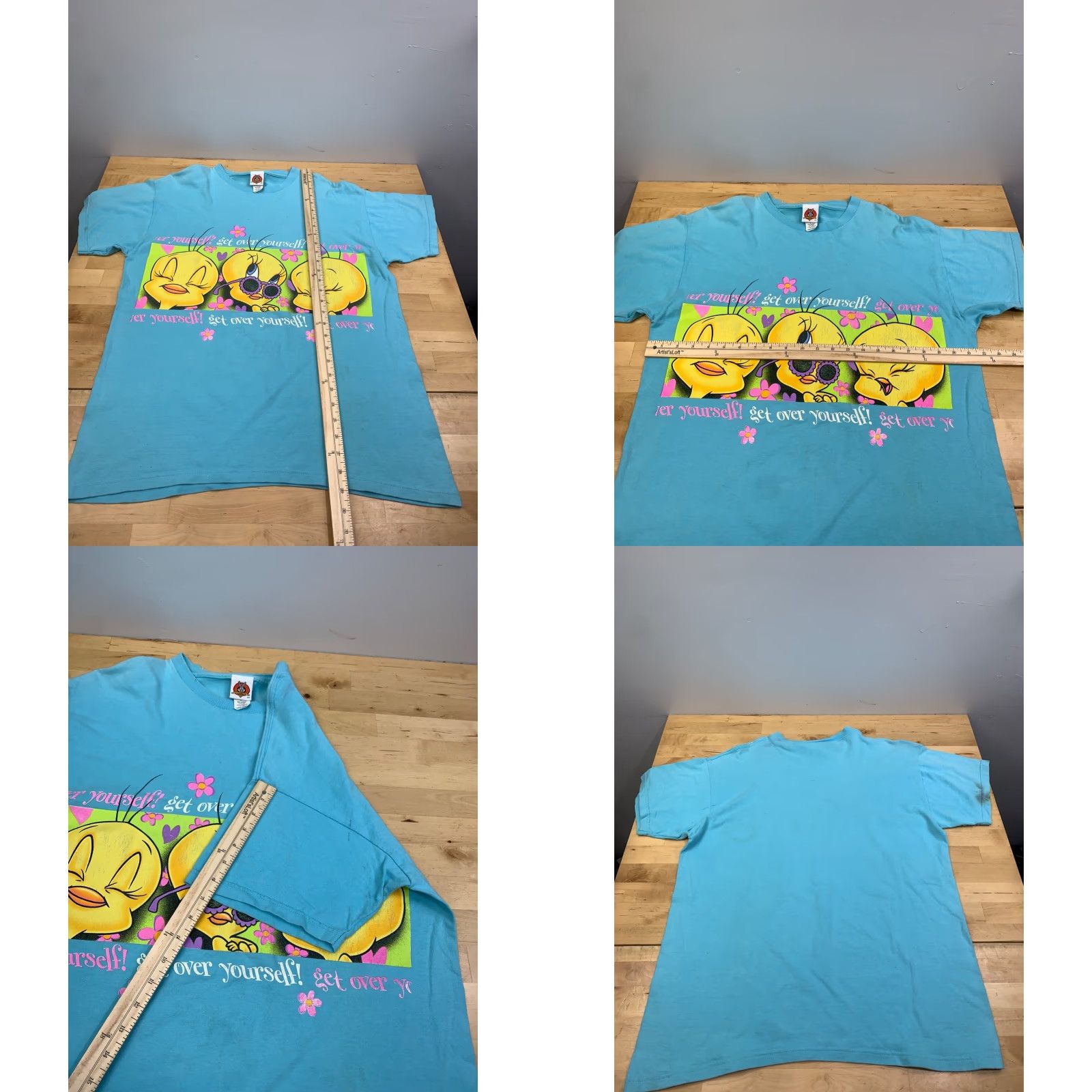 Vintage VINTAGE Looney Tunes Tweety Bird Shirt M Aqua Blue Crew Neck Cotton T-Shirt Men Regular Short Sleeve 1990s Boys Girls? Size US M / EU 48-50 / 2 - 8 Thumbnail