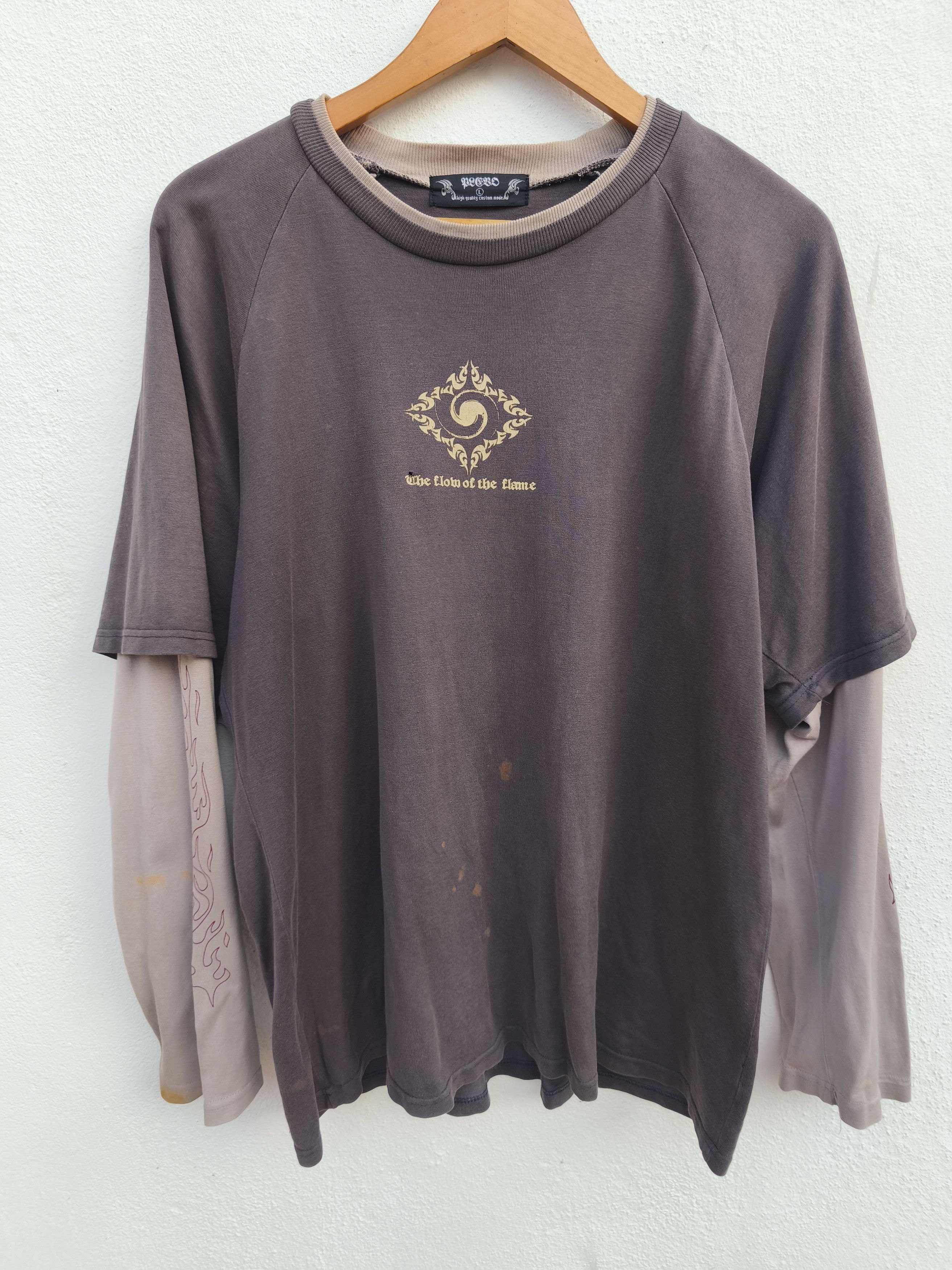 Vintage Trashed Vintage y2k Flame shirt double sleeve Size US L / EU 52-54 / 3 - 5 Thumbnail