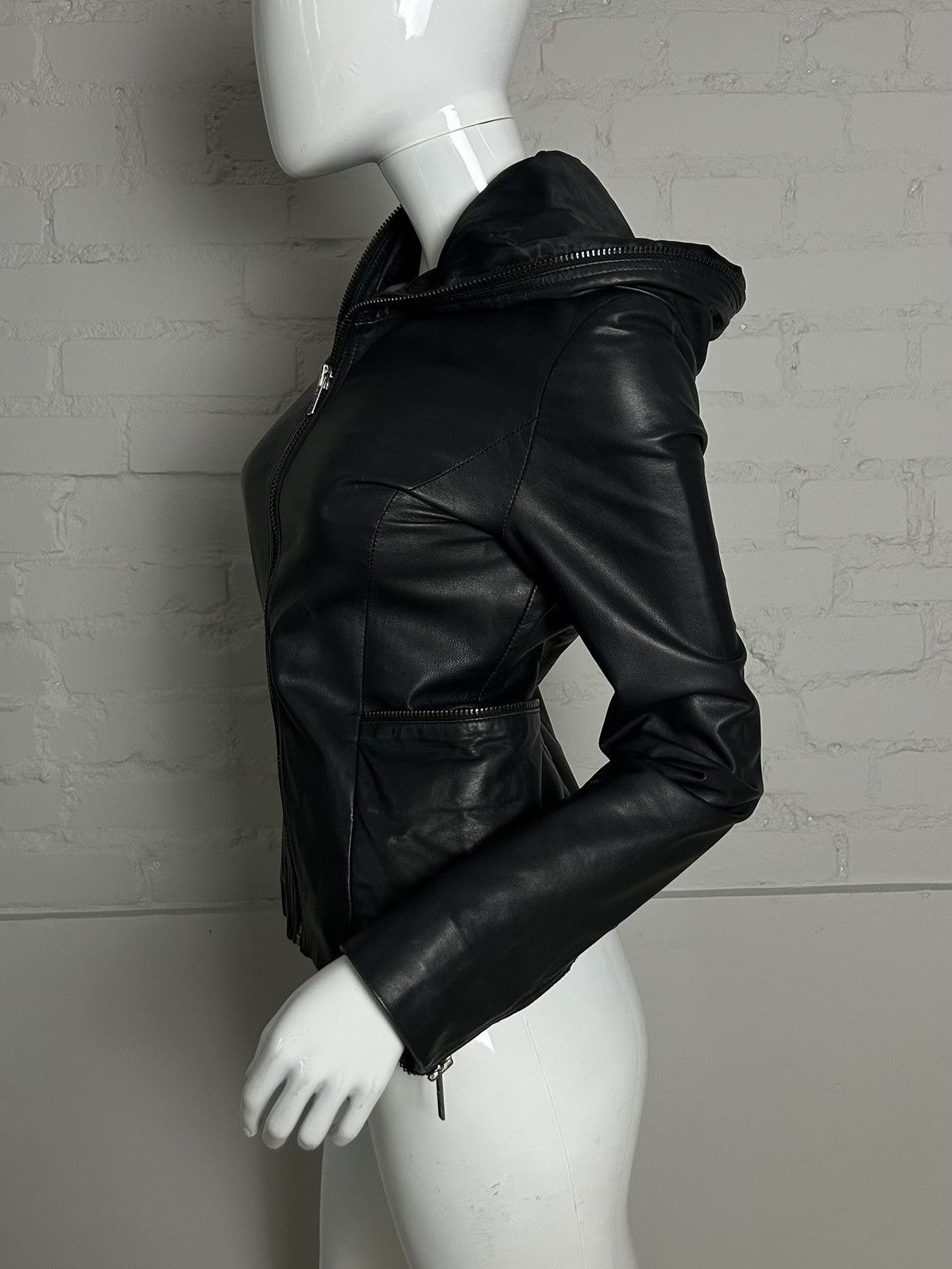 Other Insane leather fitted jacket with hood Size S / US 4 / IT 40 - 1 Thumbnail