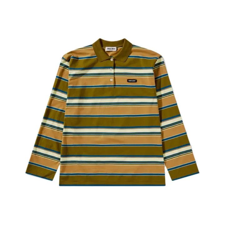 Miu Miu Miu Miu SS24 Striped Long Sleeve Polo 0079 Size M / US 6-8 / IT 42-44 - 1 Thumbnail