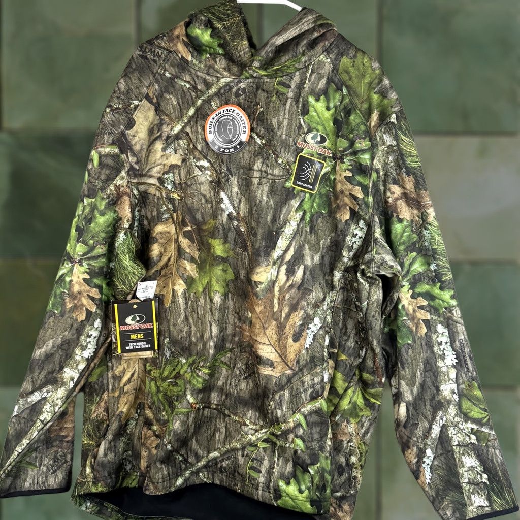 Vintage Mossy Oak Hoodie Mens 3XL Green Camo Tech Pullover Face Gaiter Fleece Hunting Size US XXL / EU 58 / 5 - 1 Thumbnail