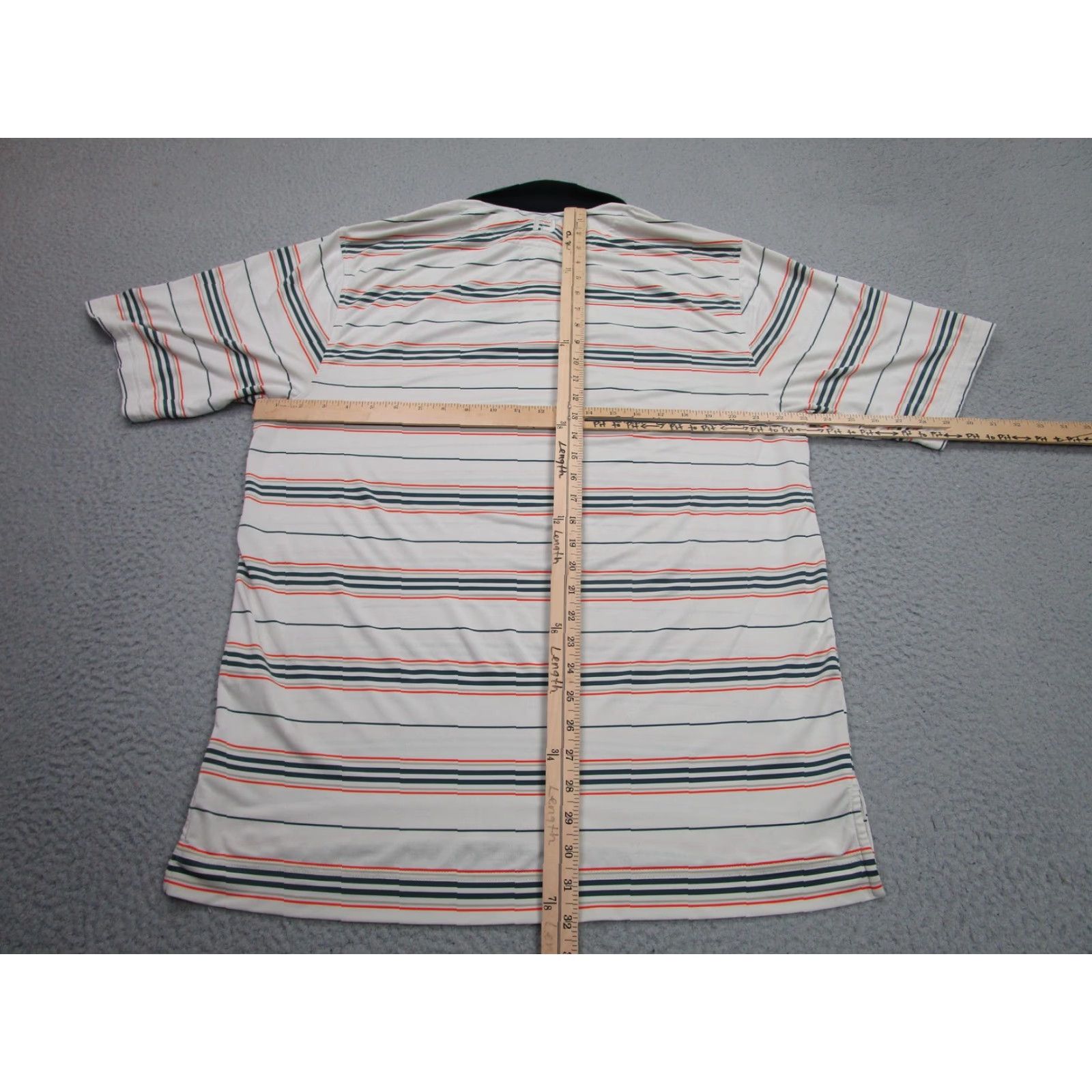 Footjoy FootJoy Polo Mens Medium Stripe Valencia CC Golf Performance Gray Orange Shirt Size US XL / EU 56 / 4 - 7 Thumbnail