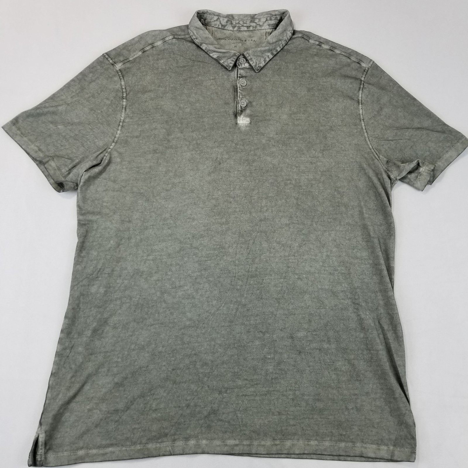 John Varvatos John Varvatos Polo Shirt Mens XL Gray Distressed Button Size US XL / EU 56 / 4 - 1 Thumbnail