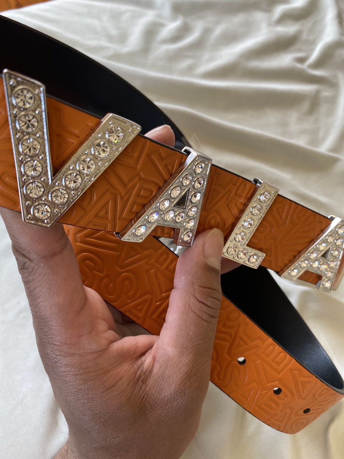 image of Valabasas Bust Down Rhinestones Belt in Orange, Men's