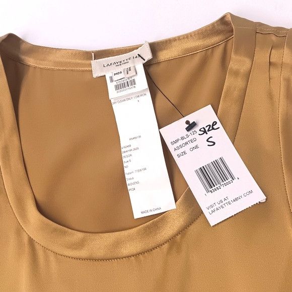 Lafayette 148 LAFAYETTE 148 Perla Luxe Silk Charmeuse Blouse - Gold Size S / US 4 / IT 40 - 9 Thumbnail