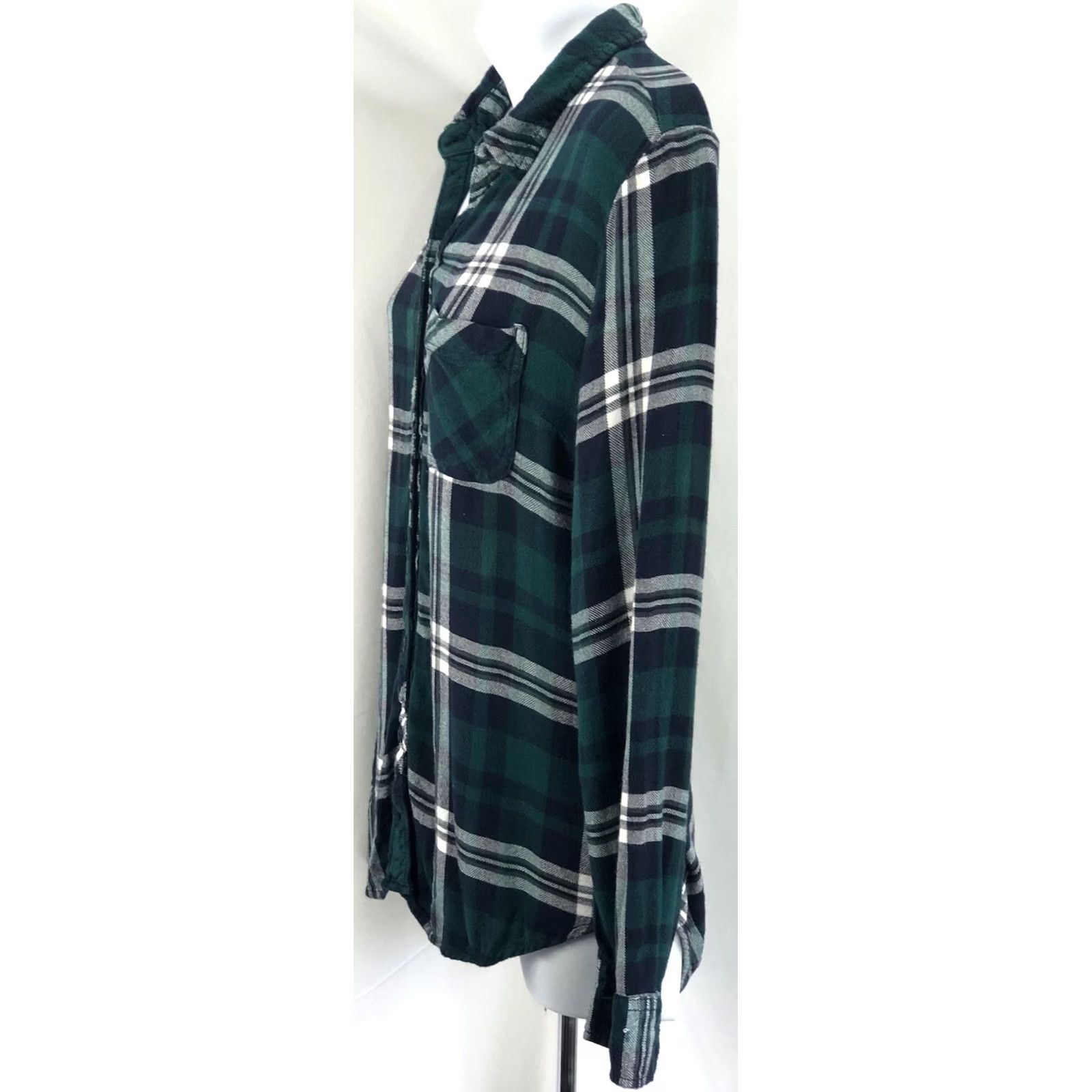 Vintage Beach Lunch Lounge Blouse M Green Plaid Rayon Flannel Top ButtonUp Vintage-Style Grunge 90s Bohemian Western Casual Workwear Womens Size M / US 6-8 / IT 42-44 - 2 Thumbnail