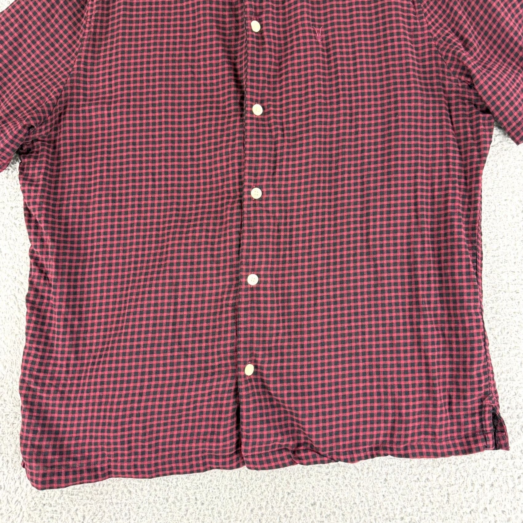 Allsaints AllSaints Glendale Shirt Mens Large Red Black Gingham Relaxed Fit Wool SS Size US L / EU 52-54 / 3 - 4 Thumbnail
