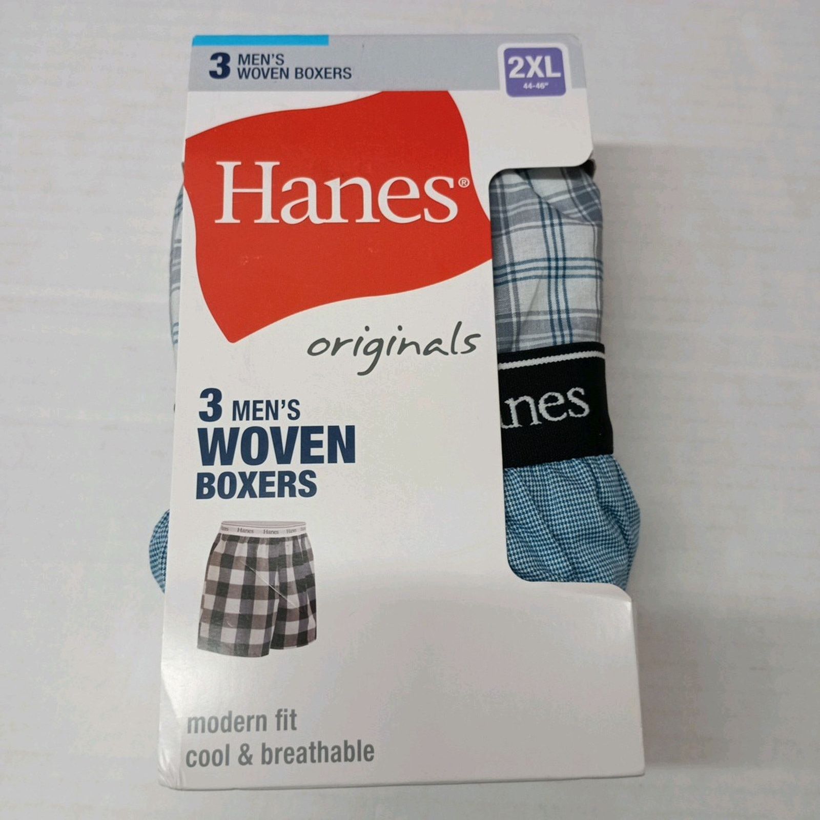 Hanes Hanes Originals Men's Woven Boxers Size 2XL 44"-46" (3 Pack) Size 44 - 1 Thumbnail