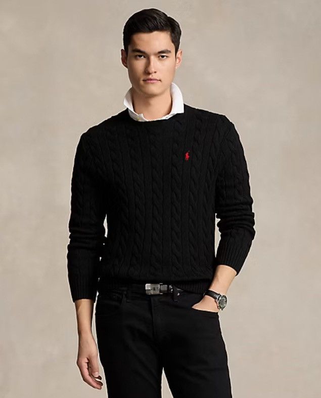 Polo Ralph Lauren Polo Ralph Lauren Cotton Black Cable-Knit Jumper Size: XXL Size US XXL / EU 58 / 5 - 3 Thumbnail