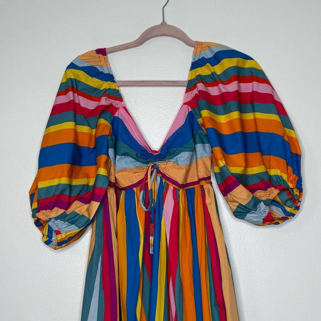 Farm Rio Farm Rio Multicolor Stripe Rainbow Maxi Dress Size S Size L / US 10 / IT 46 - 4 Thumbnail