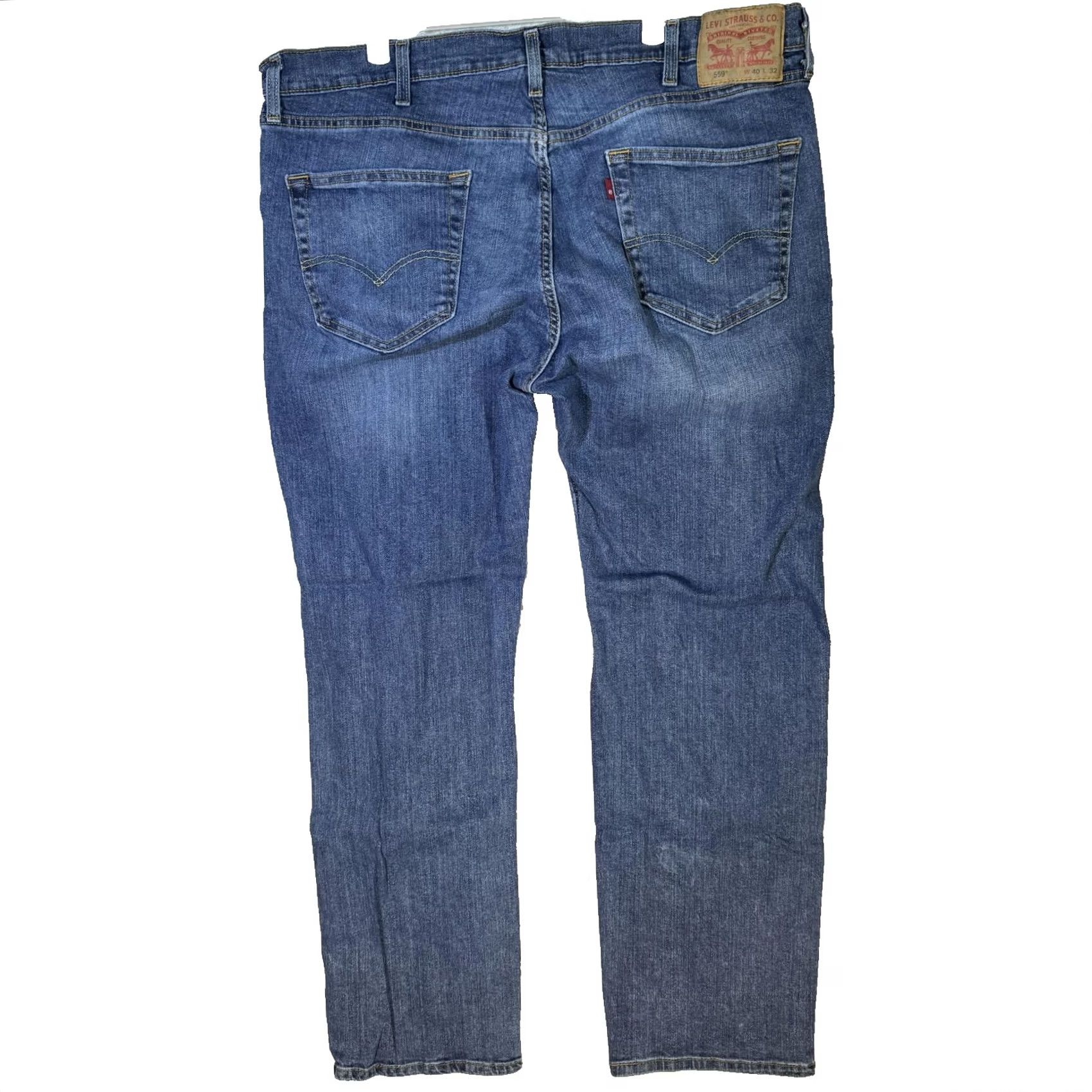 Levi's Levi's 559 Jeans Mens 40x32 Blue Whiskered Straight Fit Stretch Denim Pants Size US 40 / EU 56 - 2 Thumbnail