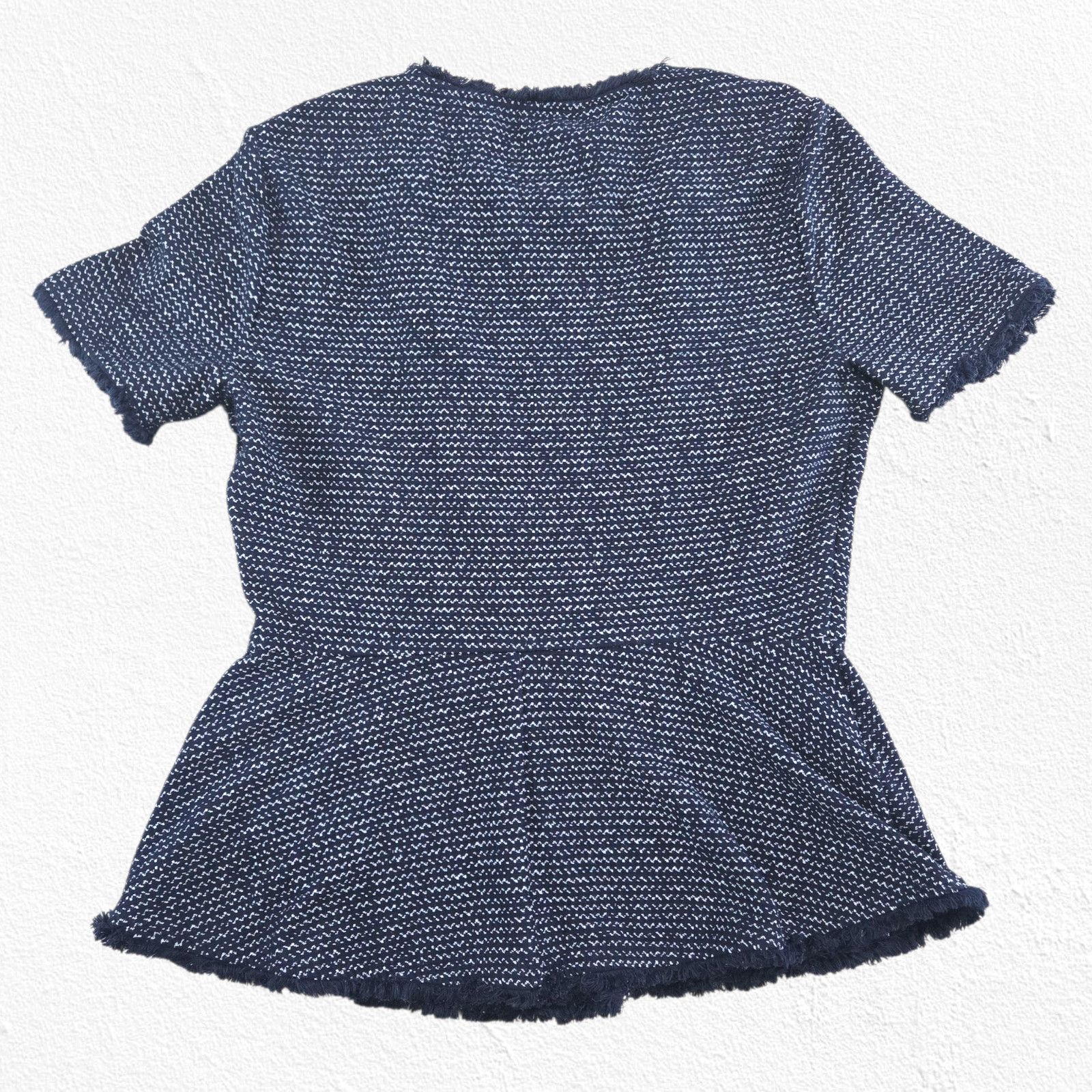 Bcbgmaxazria BCBGMaxazria Navy Zip-Up Short Sleeve Fringe Sweater Small Size S / US 4 / IT 40 - 11 Thumbnail