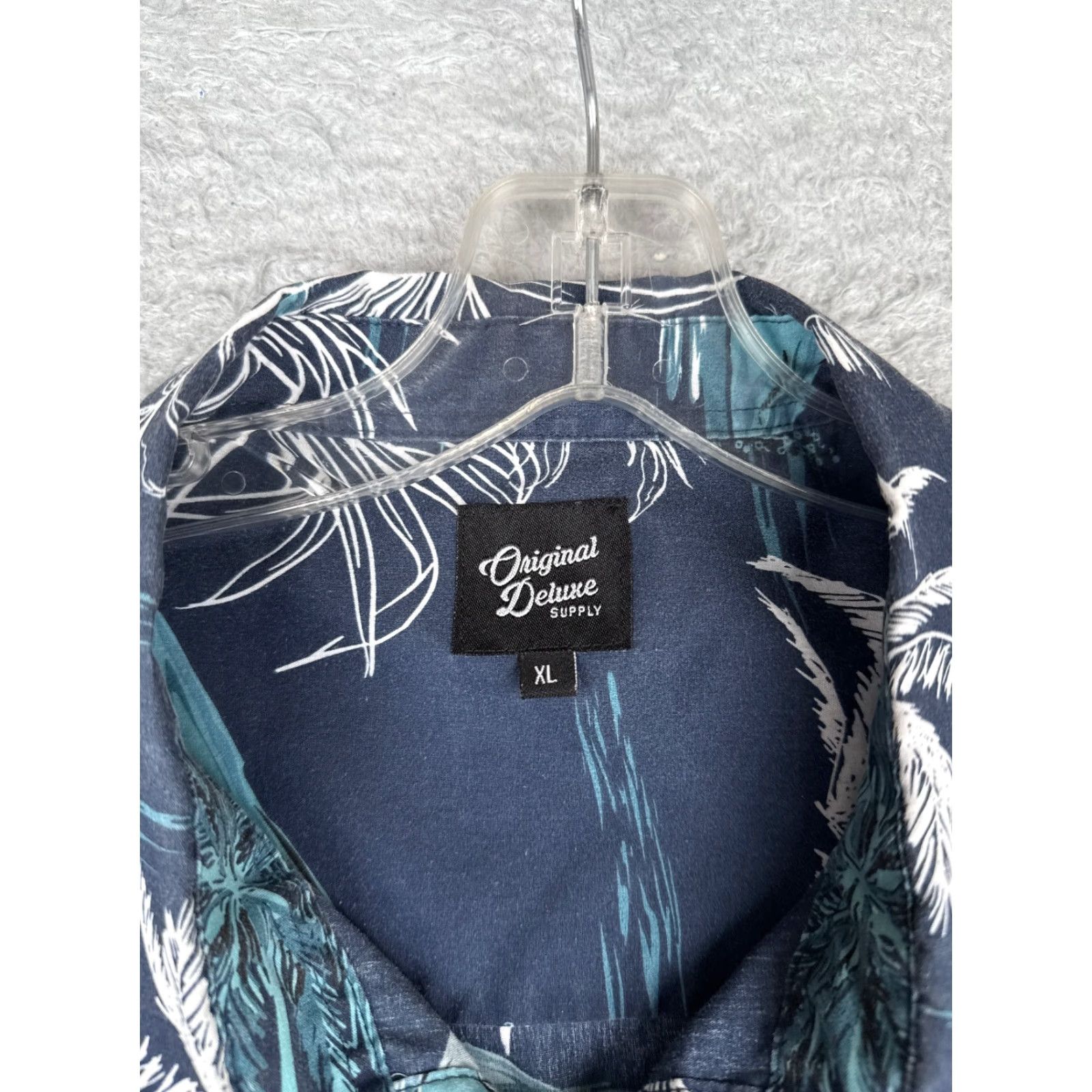 Vintage Original Deluxe Shirt Men XL Blue Floral Hawaiian Button Up Cotton Size US XL / EU 56 / 4 - 7 Thumbnail