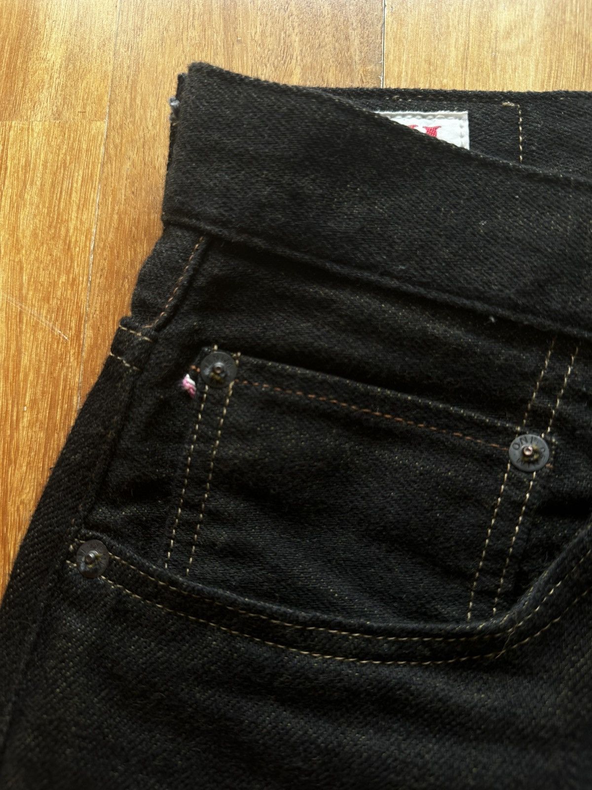 Oni ONI Denim 222-BKOL 12.5oz Black/Olive Wide Straight Jean W32 Size US 32 / EU 48 - 11 Thumbnail