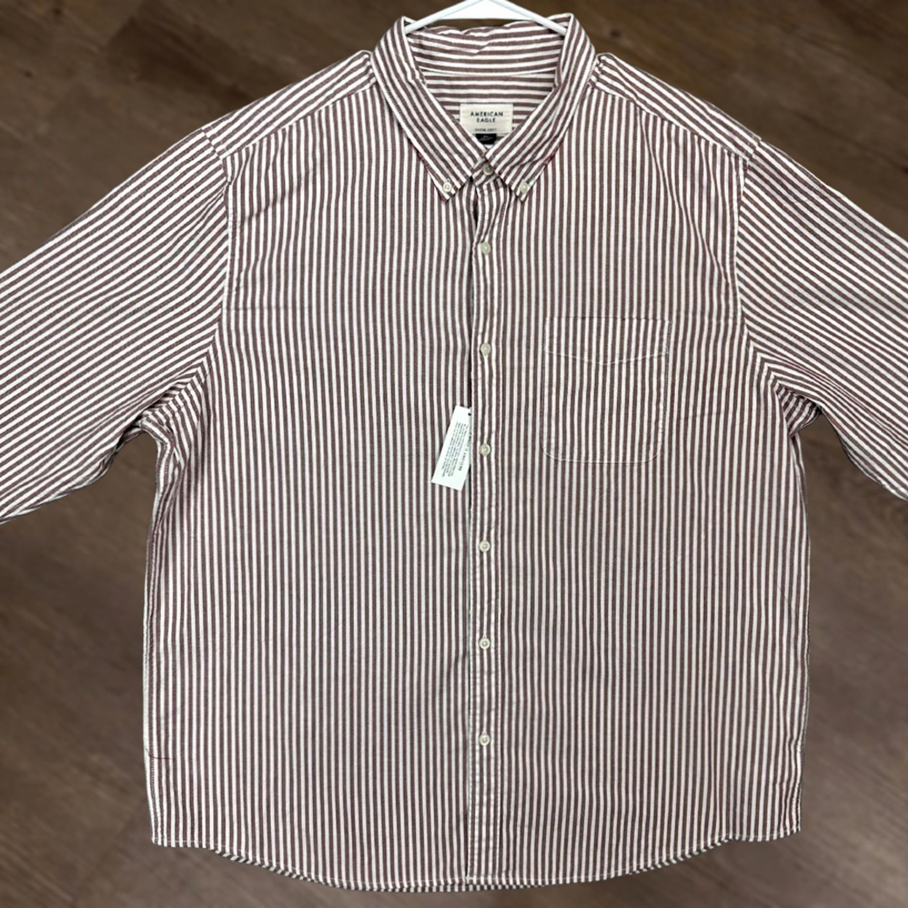 Vintage American Eagle Button-Down Shirt Mens 2XL Red White Striped Casual Button-Up Adults Size US XXL / EU 58 / 5 - 1 Thumbnail