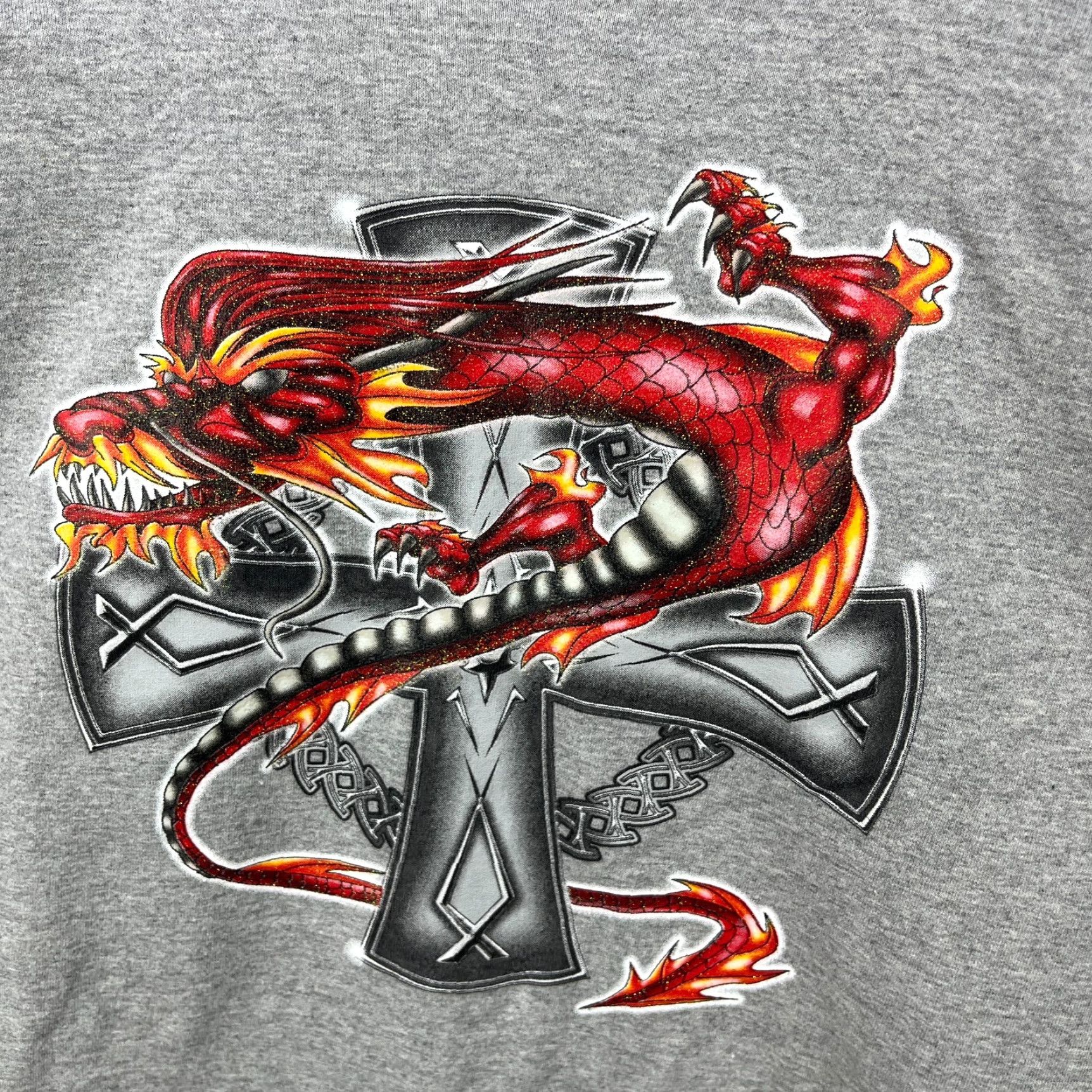 JNCO VINTAGE Dragon Cross Flames Long Sleeve Shirt Men L Gray Reversible 90s JNCO Style Size US L / EU 52-54 / 3 - 3 Thumbnail
