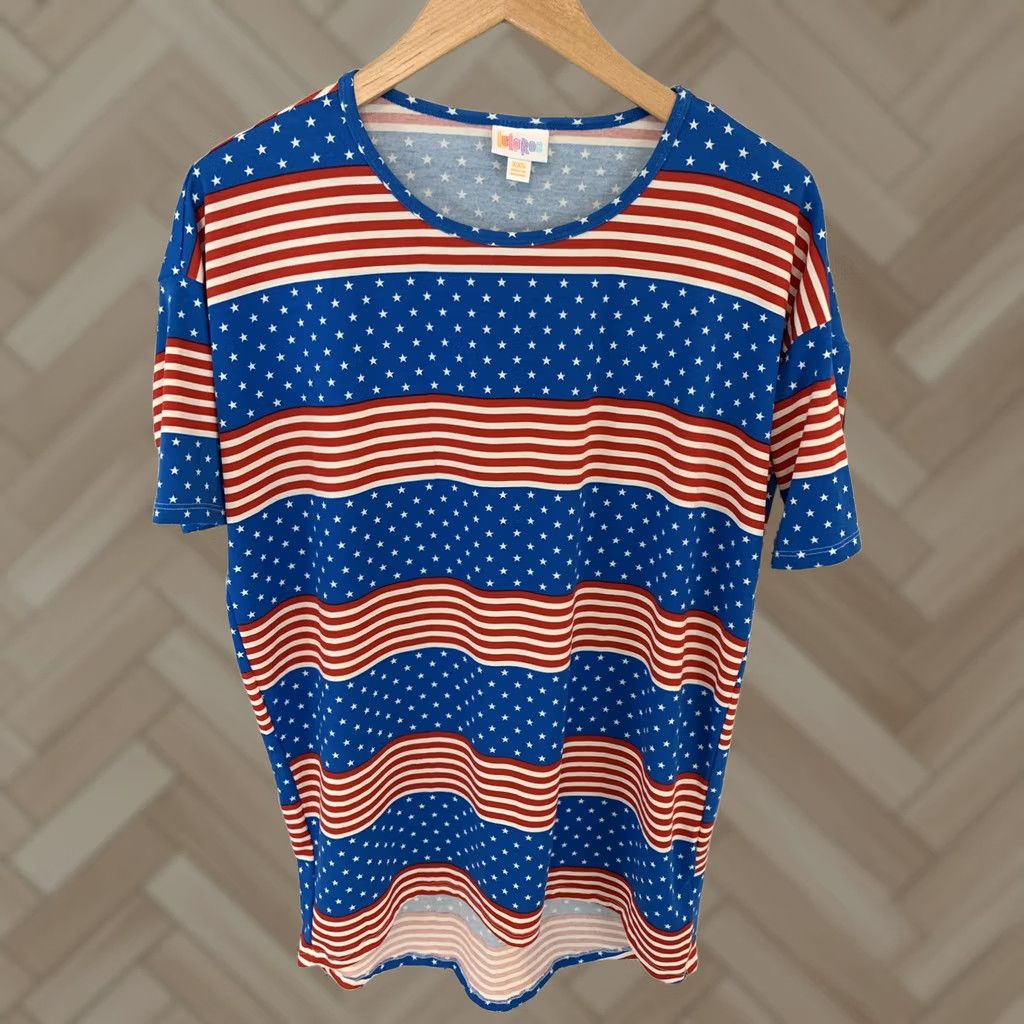 Vintage LULAROE Irma Hi Low Tunic Top American Flag 4th of July Shirt XXS Women Tunic Blue Womens Size XXS / US 00 / IT 34 - 1 Thumbnail