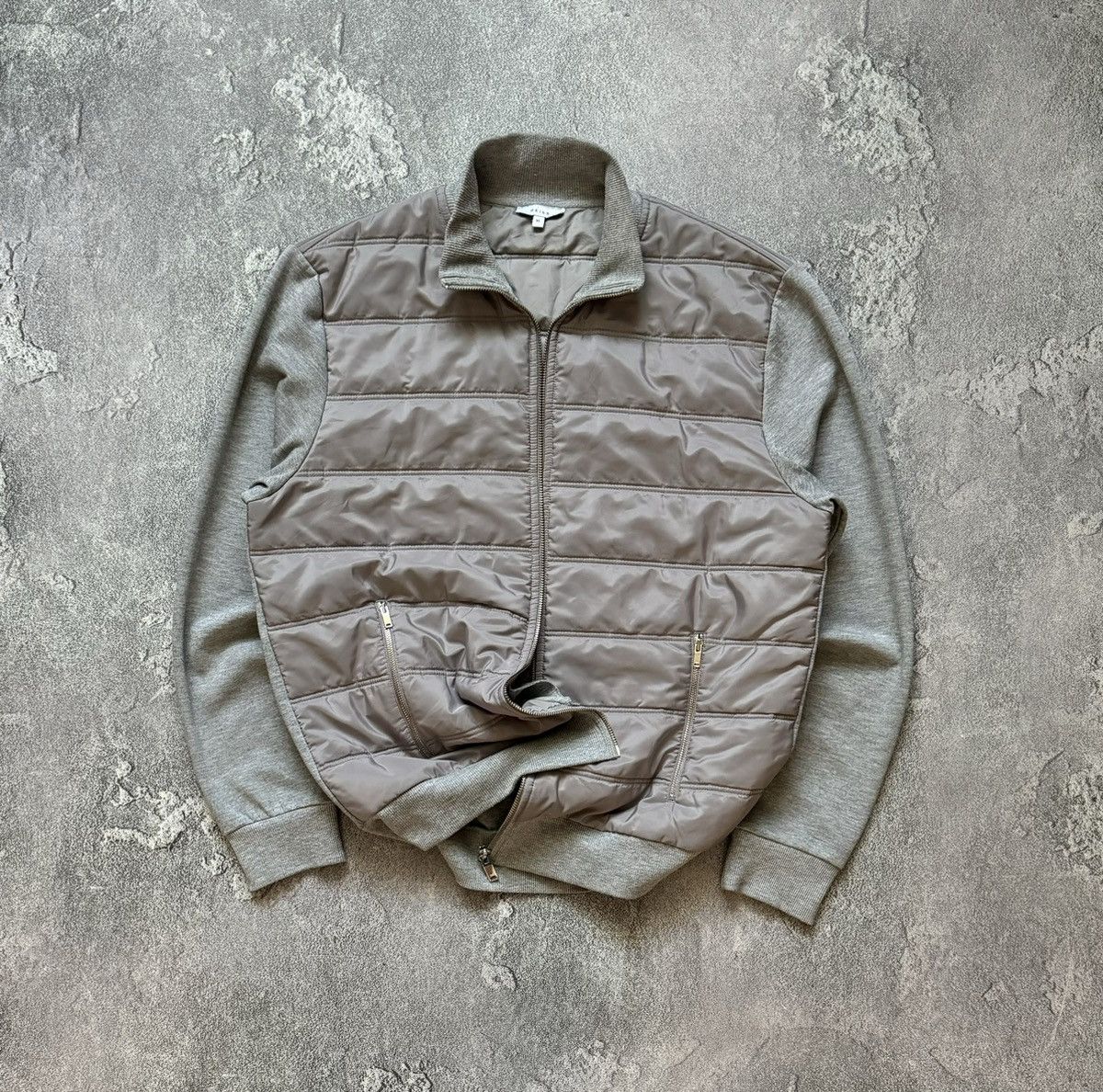 Reiss Reiss XL zip quilted gray jacket technical long sleeve Size US XL / EU 56 / 4 - 1 Thumbnail