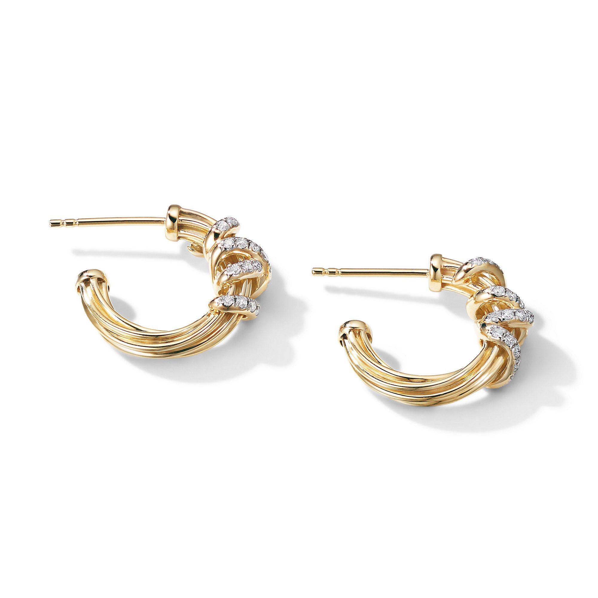 David Yurman o1w1db10325 Earrings in 18K Yellow Gold with Diamonds & 17mm Size ONE SIZE - 2 Thumbnail
