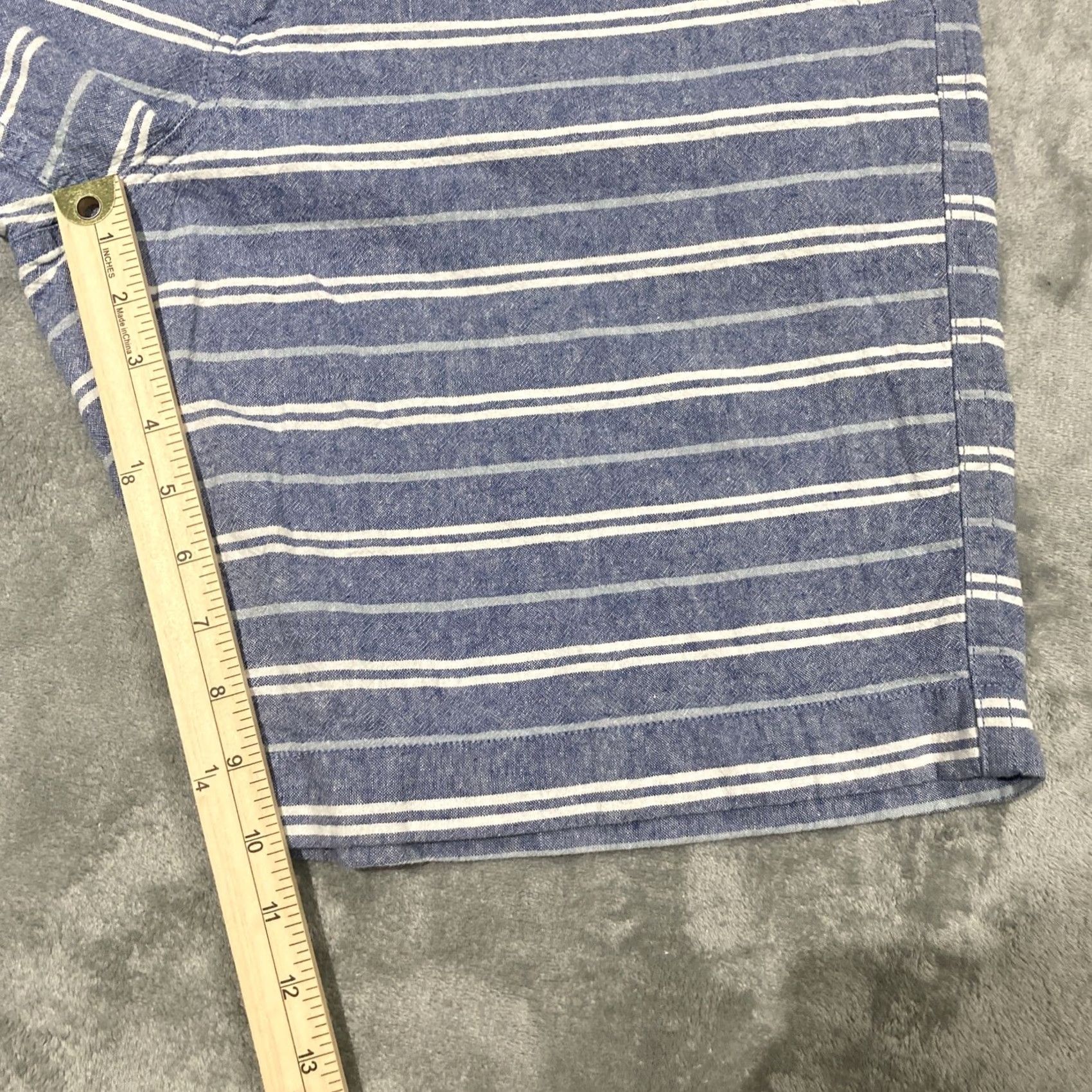 J.Crew J.CREW Shorts Mens 38 Chino Flat Front Blue White Linen Cotton Blend Casual Belt Loops Pockets Regular Size US 38 / EU 54 - 3 Thumbnail