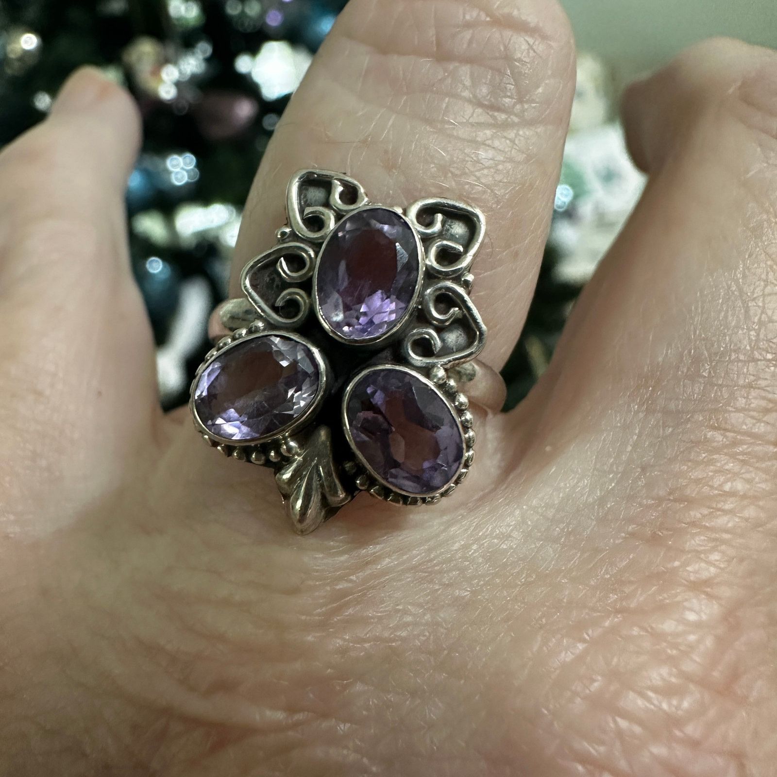 The Unbranded Brand Amethyst Sterling Silver Ring Size 8 Size ONE SIZE - 10 Thumbnail