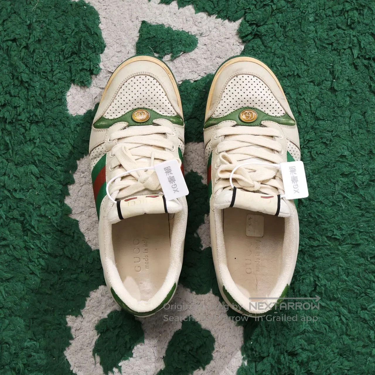 Gucci Gucci Screener Distressed Leather Men's Sneakers. Size US 8.5 / EU 41-42 - 3 Thumbnail