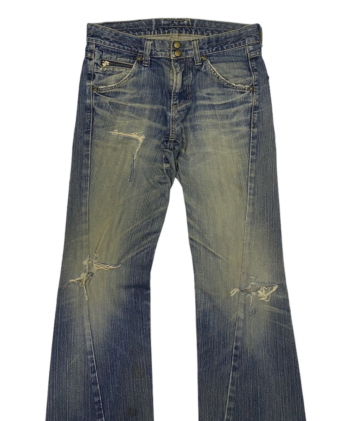 Lee × Tornado Mart 🔥LEE FLARE TWISTED DISTRESSED DENIM JEANS BOOTCUT FLARED Size US 31 - 5 Thumbnail
