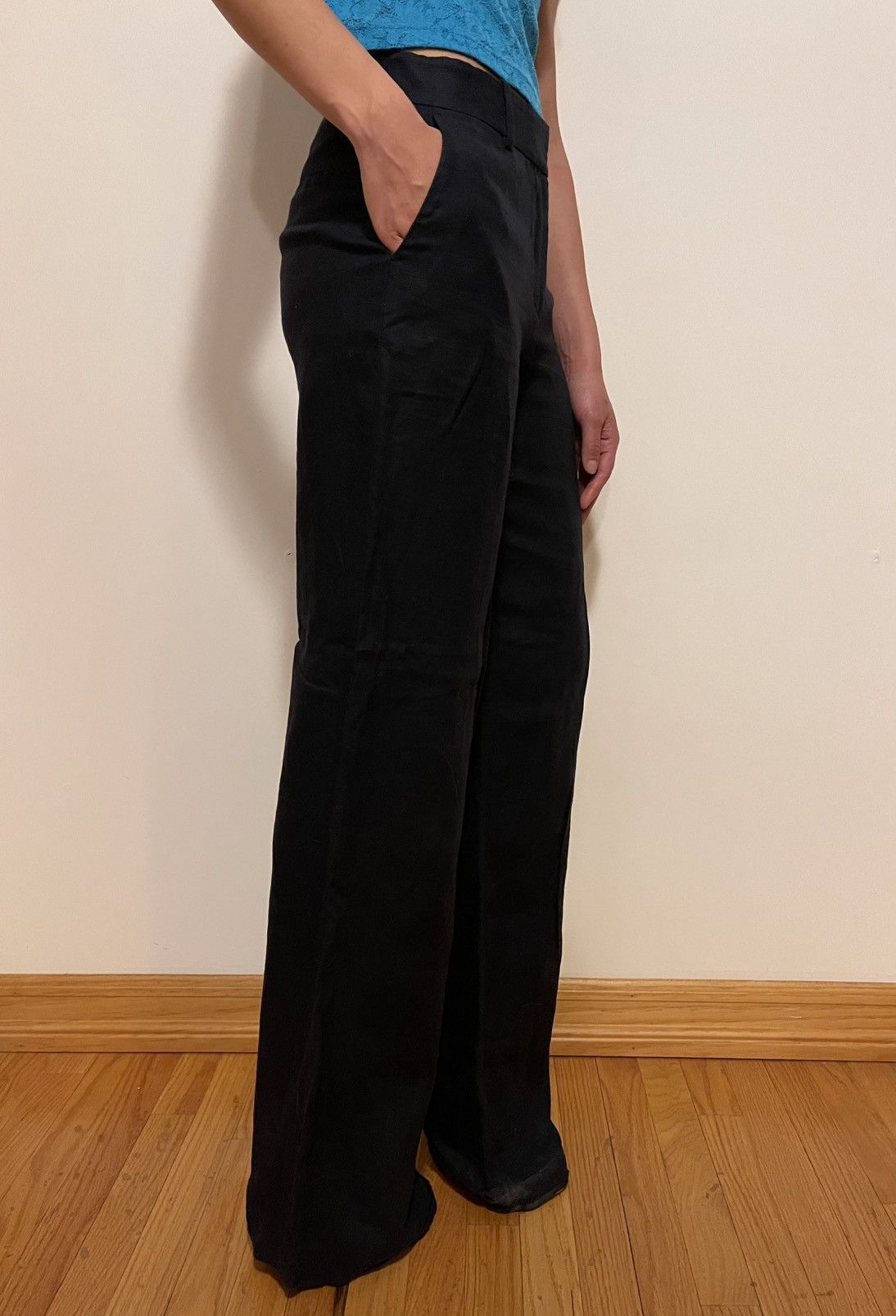 Lafayette 148 Lafayette 148 Black Linen Wide-Leg Trousers-Size: S Size 26" / US 2 / IT 38 - 4 Thumbnail