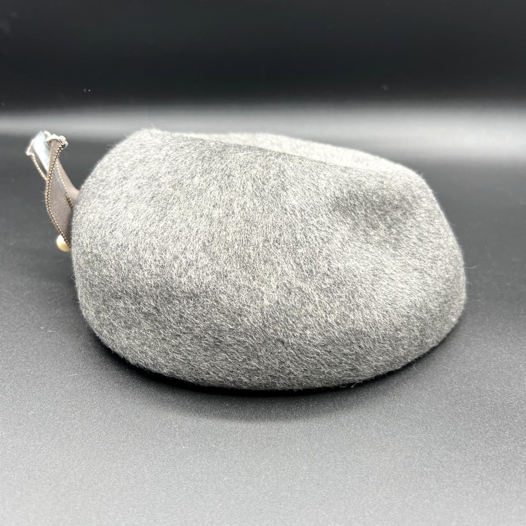 FELT Glenover Hat Womens One Size Gray Wool Felt Beret Bow Pearl Rhinestone Size ONE SIZE - 3 Thumbnail