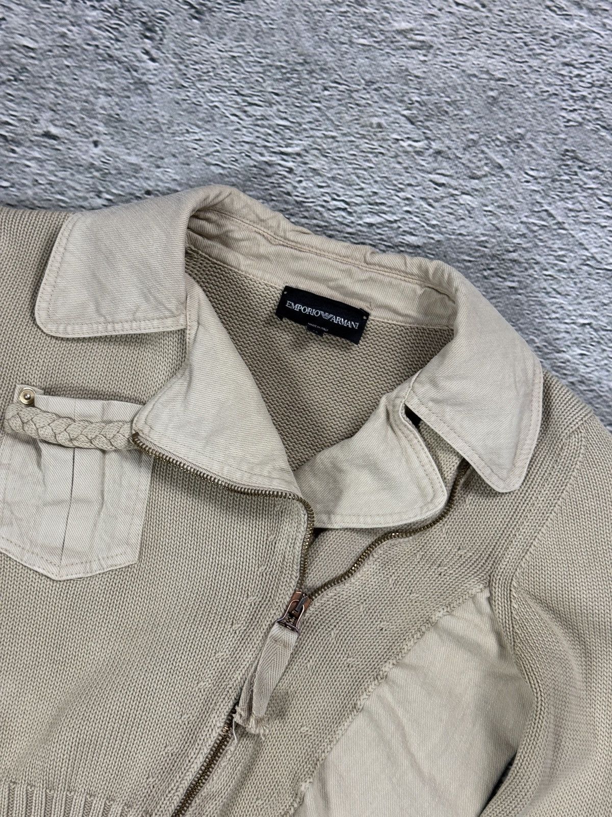 Armani Emporio Armani sweater avant garde beige Y2K knit zip swag Size S / US 4 / IT 40 - 4 Thumbnail