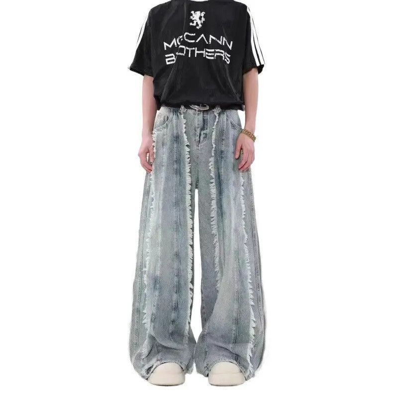 Japanese Brand Retro loose fringe patchwork jeans Size US 32 / EU 48 - 5 Thumbnail