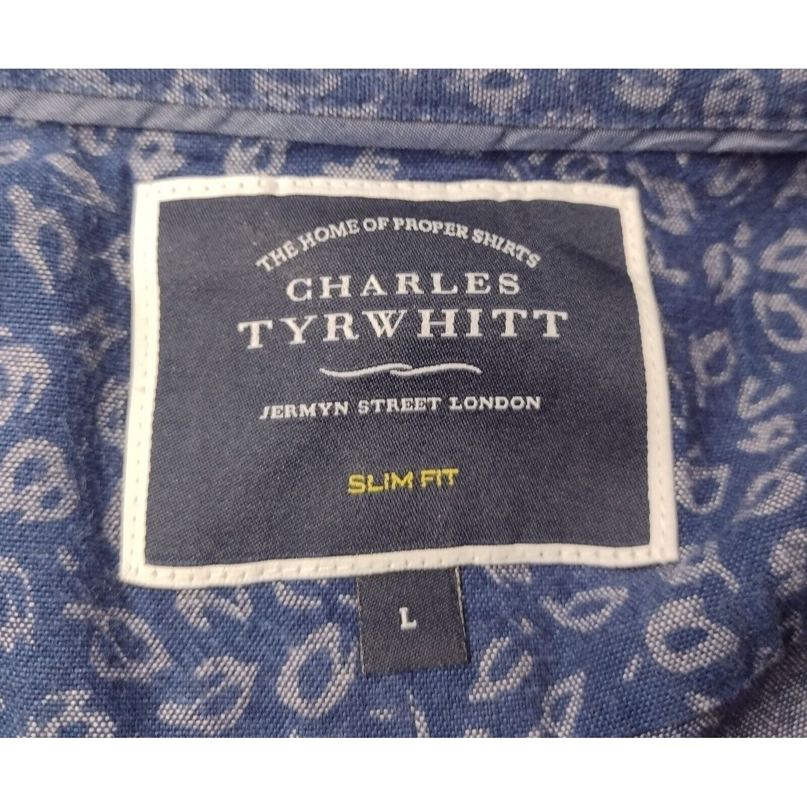 Charles Tyrwhitt Charles Trywhitt Slim Fit Button Shirt Size L Leaf Print Blu Size US L / EU 52-54 / 3 - 5 Thumbnail