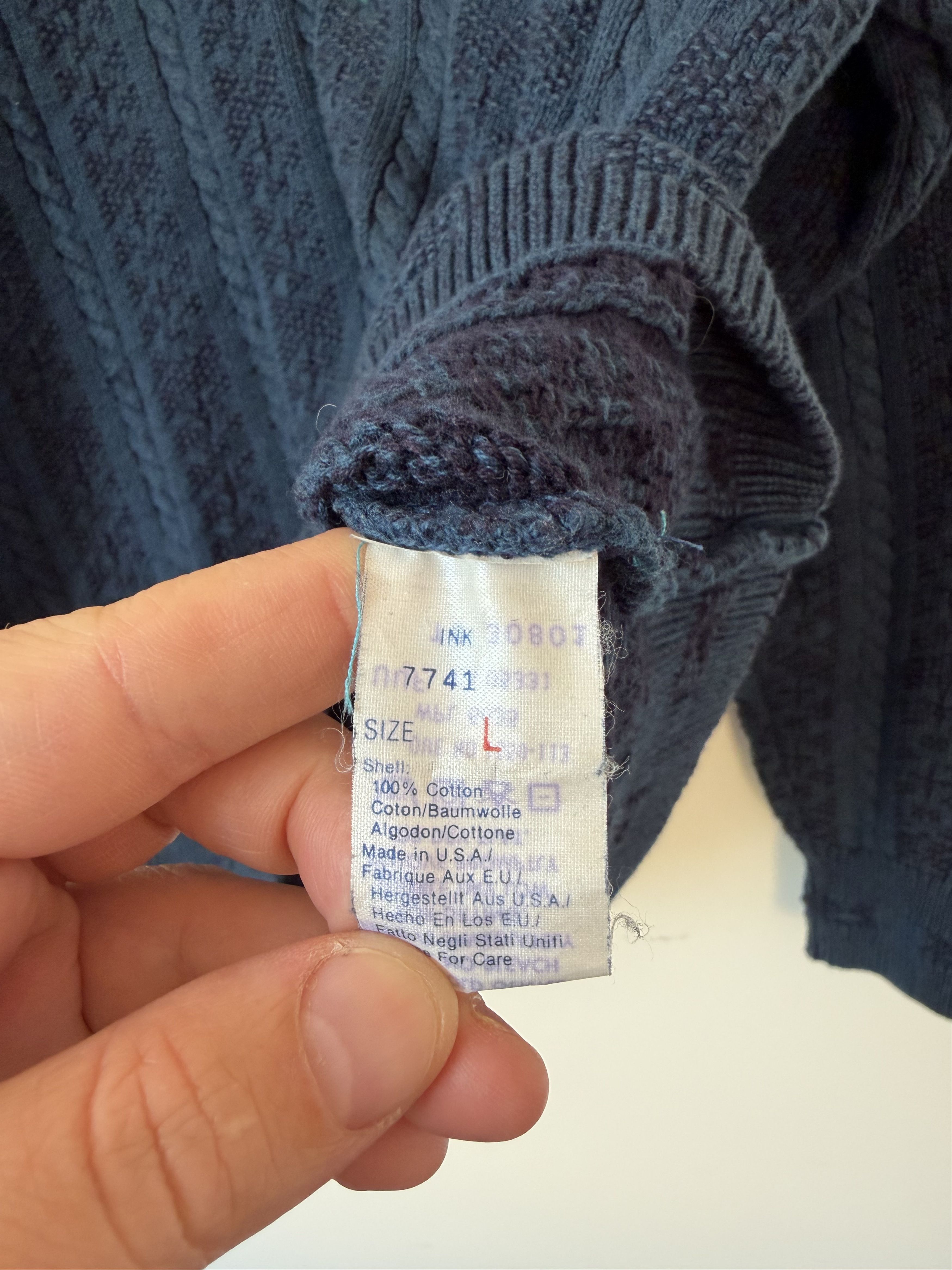 Woolrich Woolen Mills Woolrich Cable Knit Grandpa Sweater L USA Cotton V-Neck Size US L / EU 52-54 / 3 - 5 Thumbnail