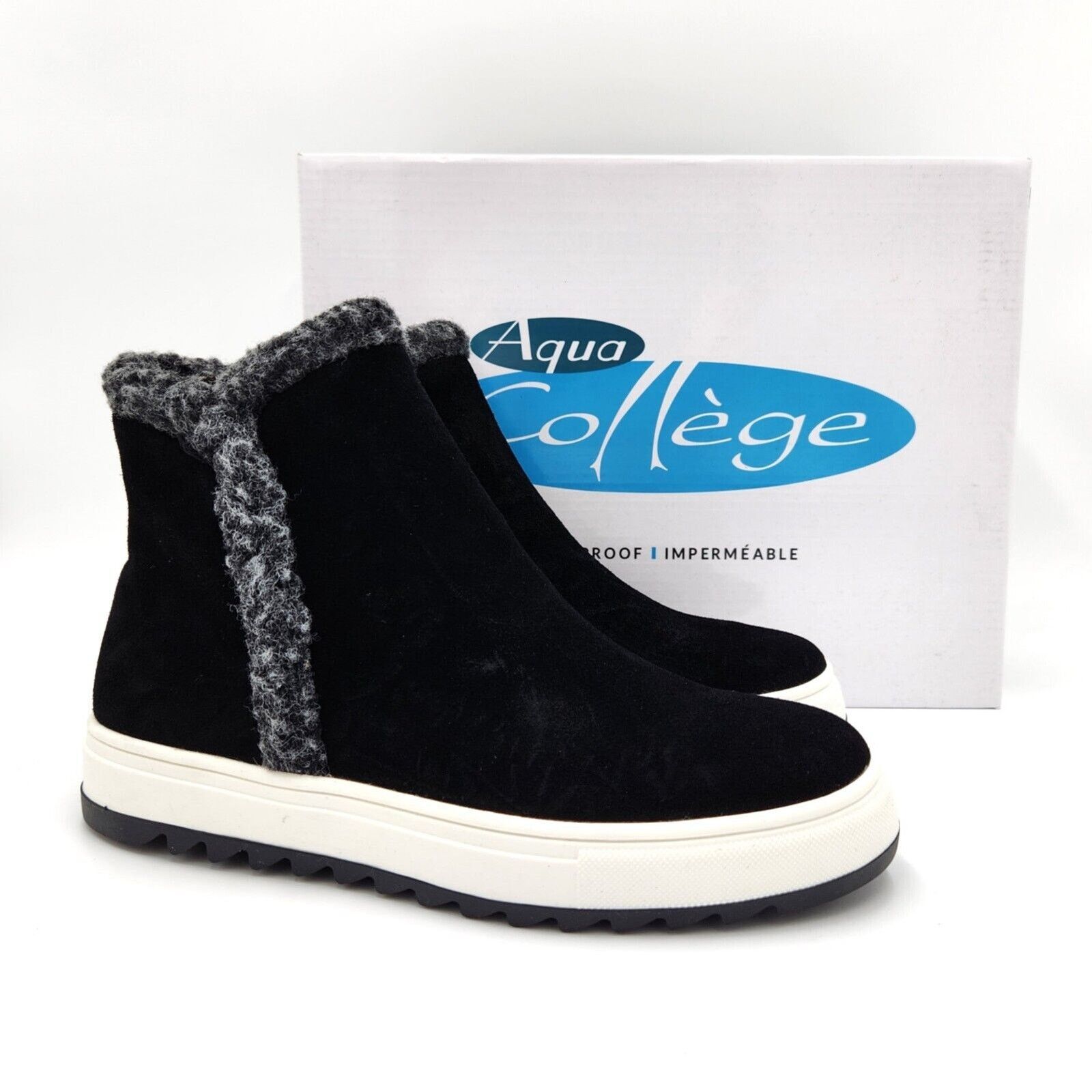 Aqua Women Black Suede Waterproof Pull-On Sneakers Size 7.5