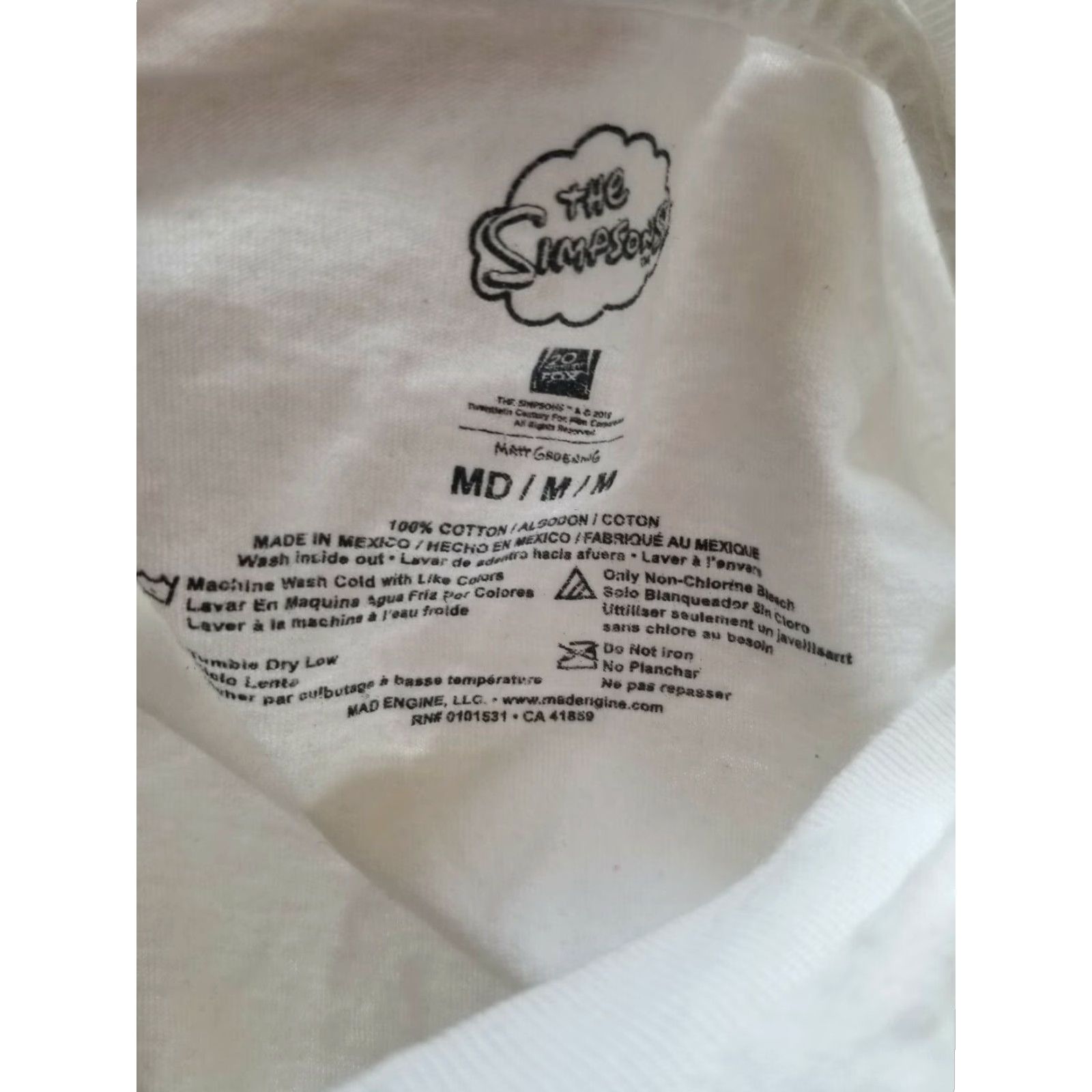 Vintage The Simpsons T-Shirt Mens M White Homer Bart Marge Lisa Maggie Family Couch Size US M / EU 48-50 / 2 - 3 Thumbnail