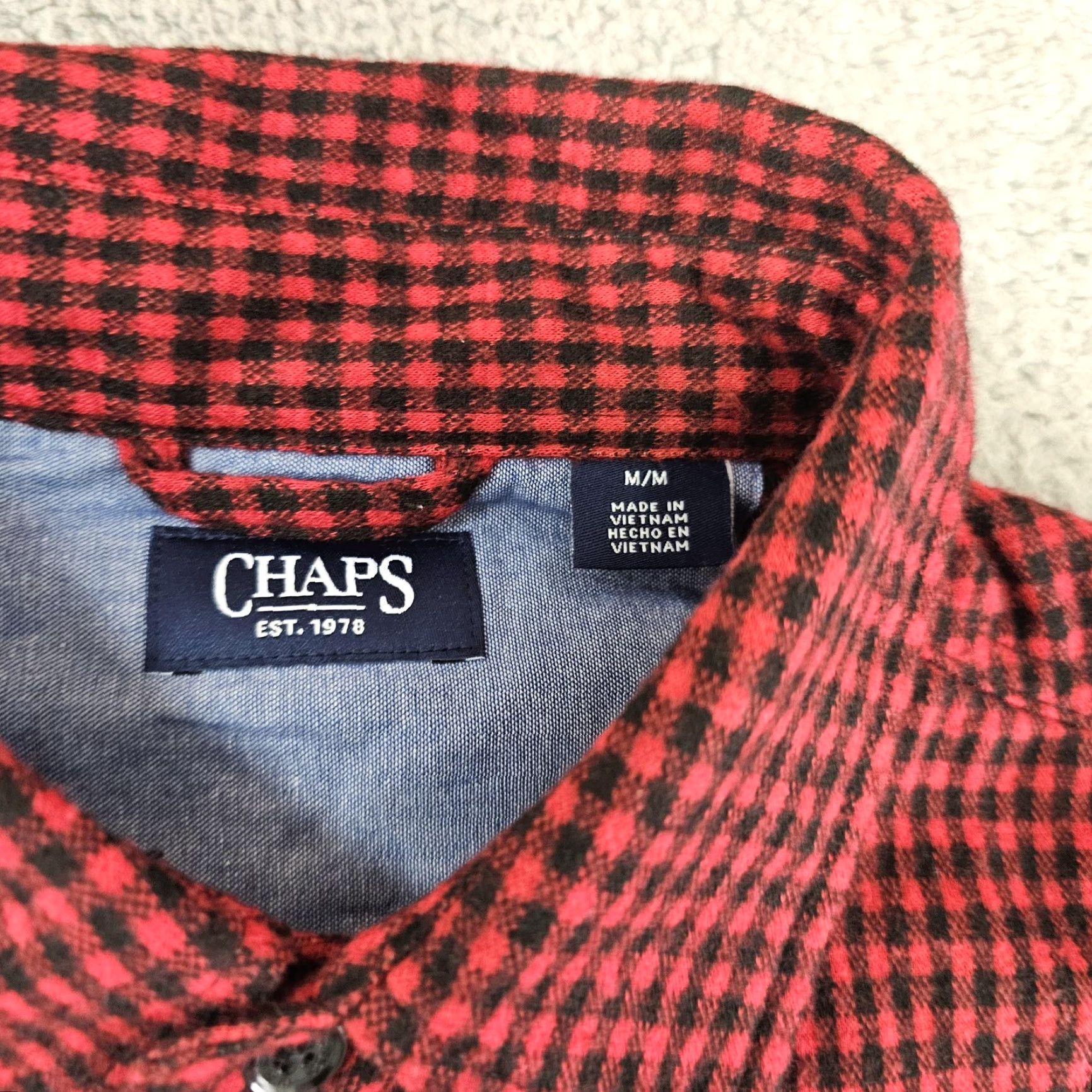 Chaps Chaps Mens Medium Red Black Lakeland Knit Plaid Button-Down Long Sleeve Shirt Size US M / EU 48-50 / 2 - 4 Thumbnail