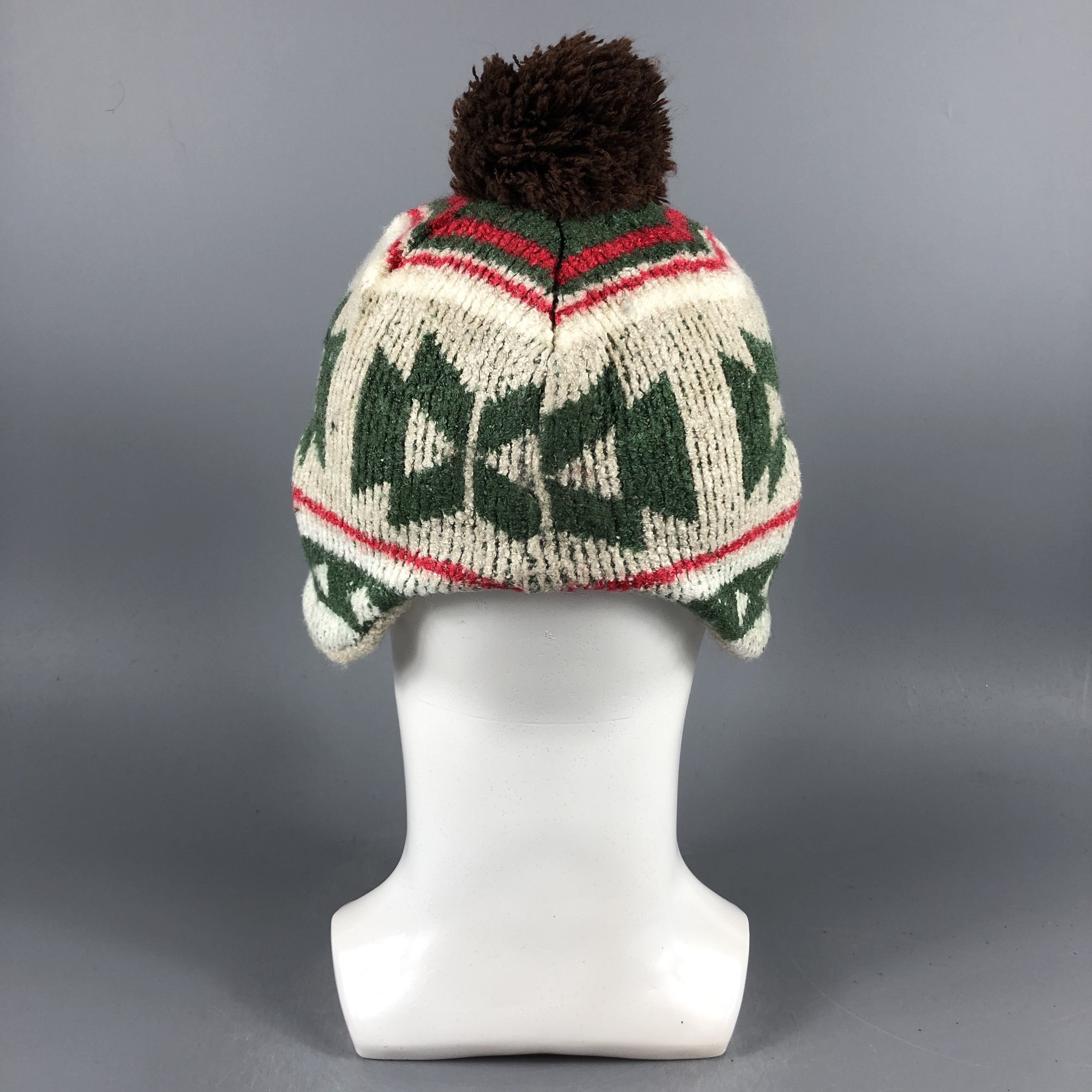 Vintage Ear Flap Hat Fair Isle Beanie Snow Hat Snow Cap -D1143 Size ONE SIZE - 2 Thumbnail