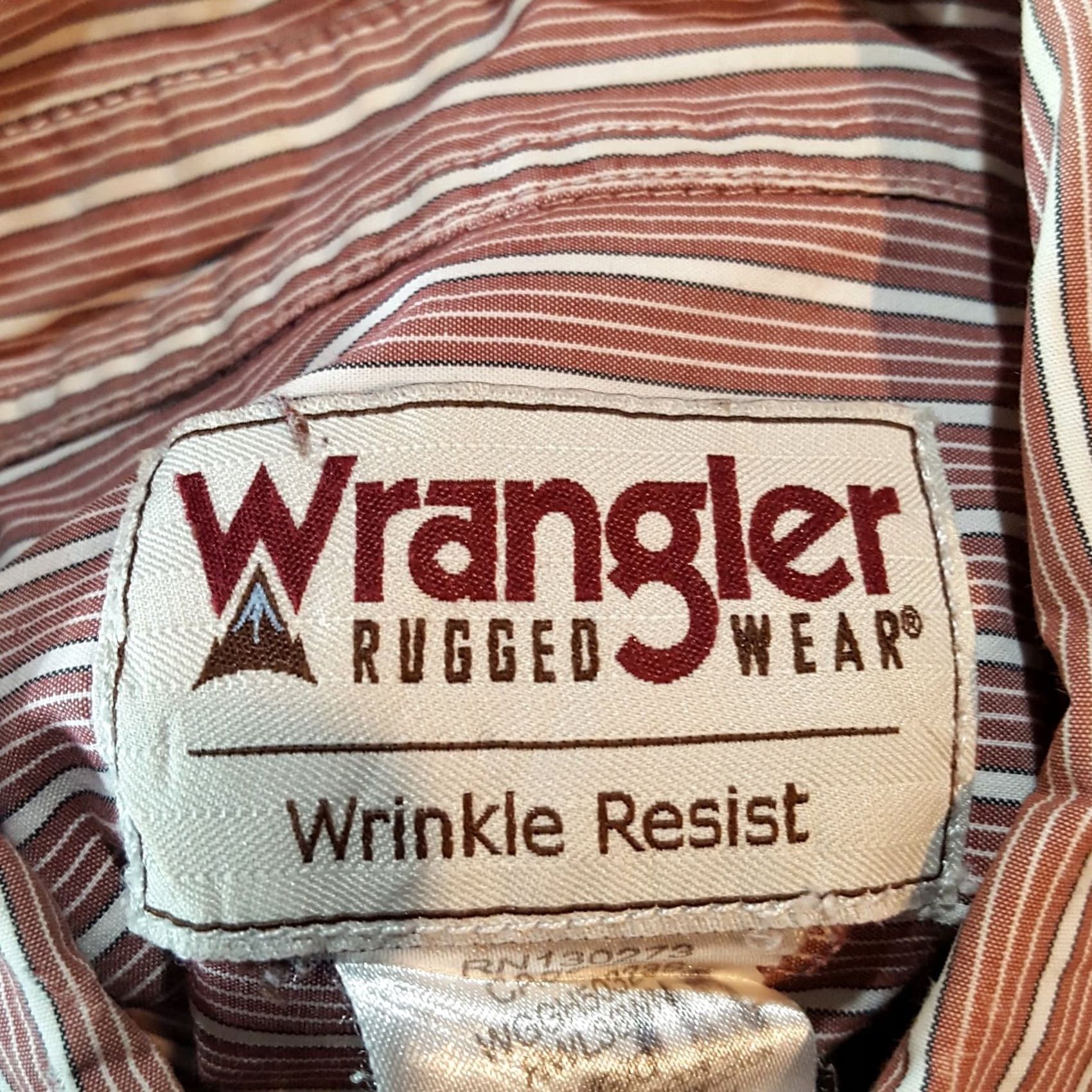 Wrangler VINTAGE Wrangler Striped Long Sleeve Men's L Button Up Dress Shirt Work Western Size 42R - 7 Thumbnail