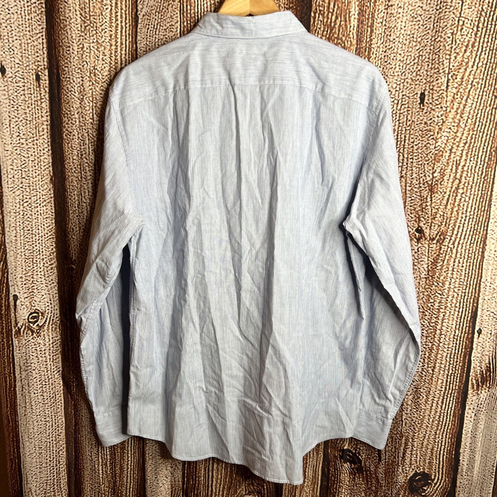 John Varvatos VINTAGE John Varvatos Cotton Blue Stripe Dress Shirt Large Size 42R - 3 Thumbnail