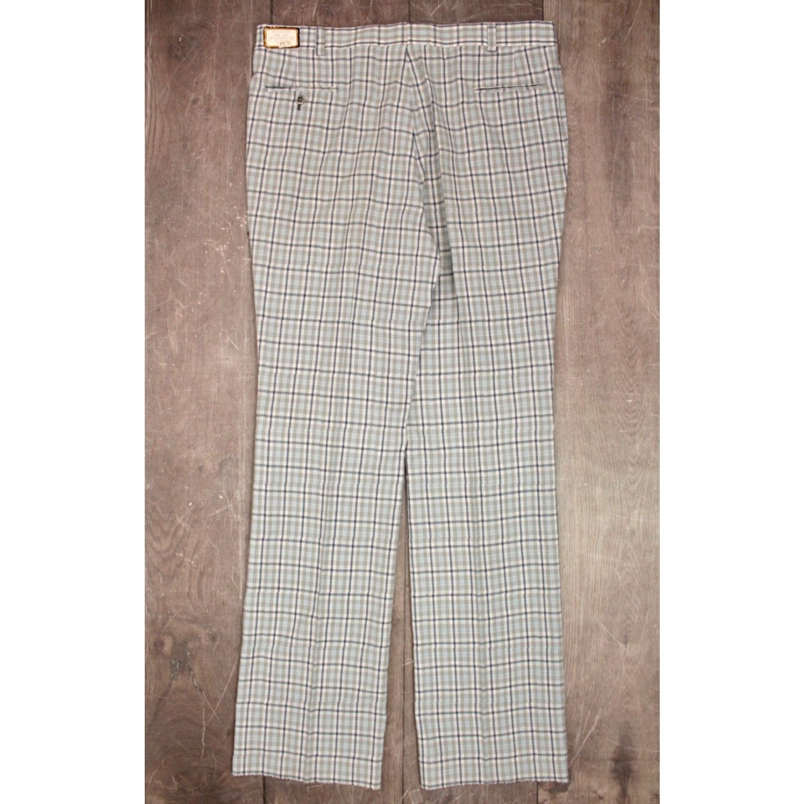 Vintage VINTAGE Men’s NOS VTG 1970s Blue & White Plaid Pants 42x40 Long Polyester Golf Slacks Size US 42 / EU 58 - 3 Thumbnail