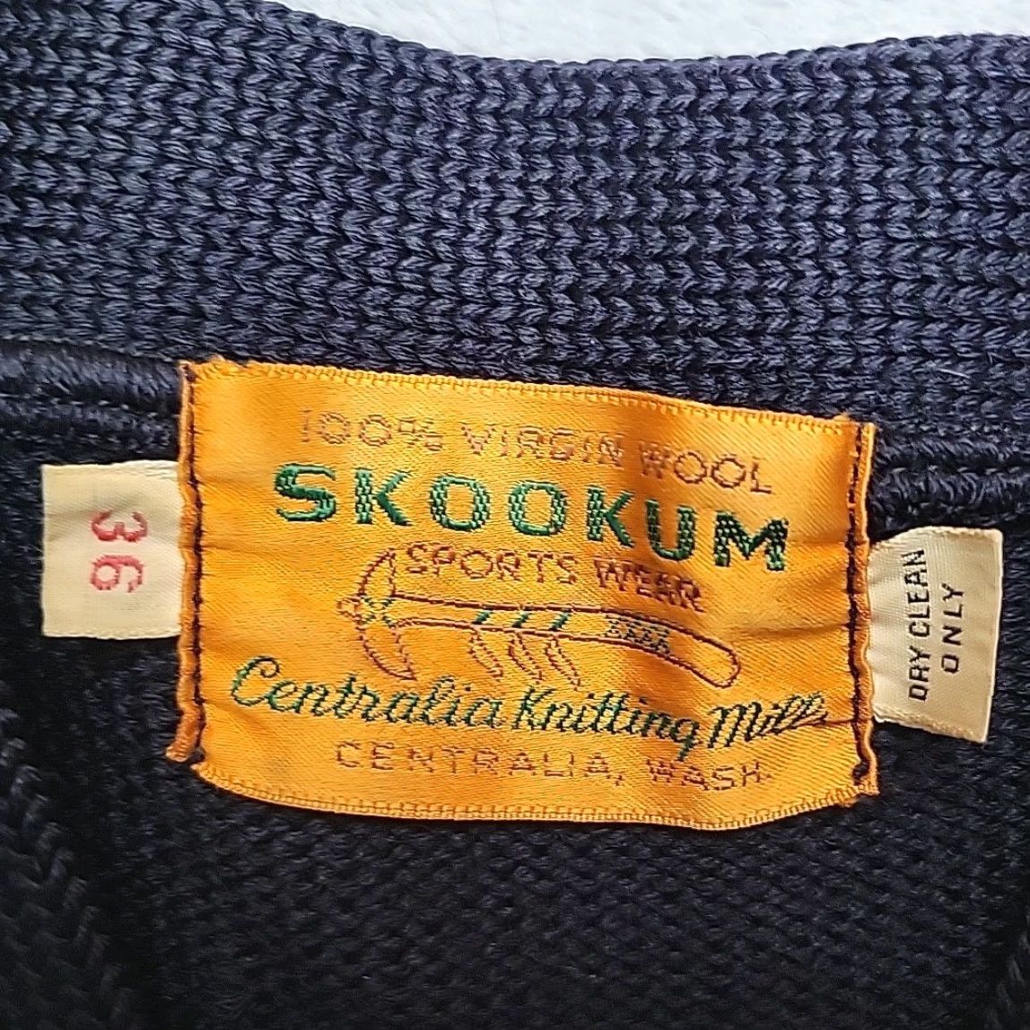 Vintage VINTAGE Skookum Varsity Sweater Men S Navy 100% Wool Cardigan 60s 70s Blue Wool Shirt? Size US S / EU 44-46 / 1 - 4 Thumbnail