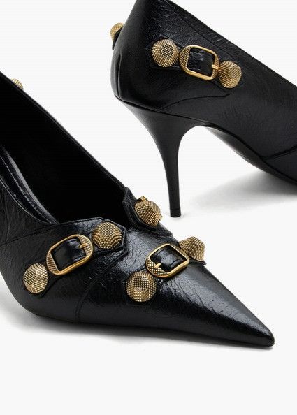 Balenciaga o1la1rc1a1024 Cagole Pumps in Black/Gold Size US 7 / IT 37 - 4 Thumbnail