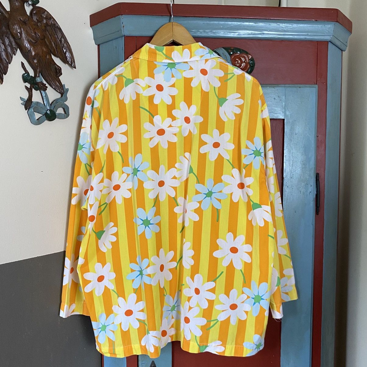 Enrico Coveri Enrico Coveri Yellow Daisy Stripe Pajama Shirt Size L / US 10 / IT 46 - 2 Thumbnail