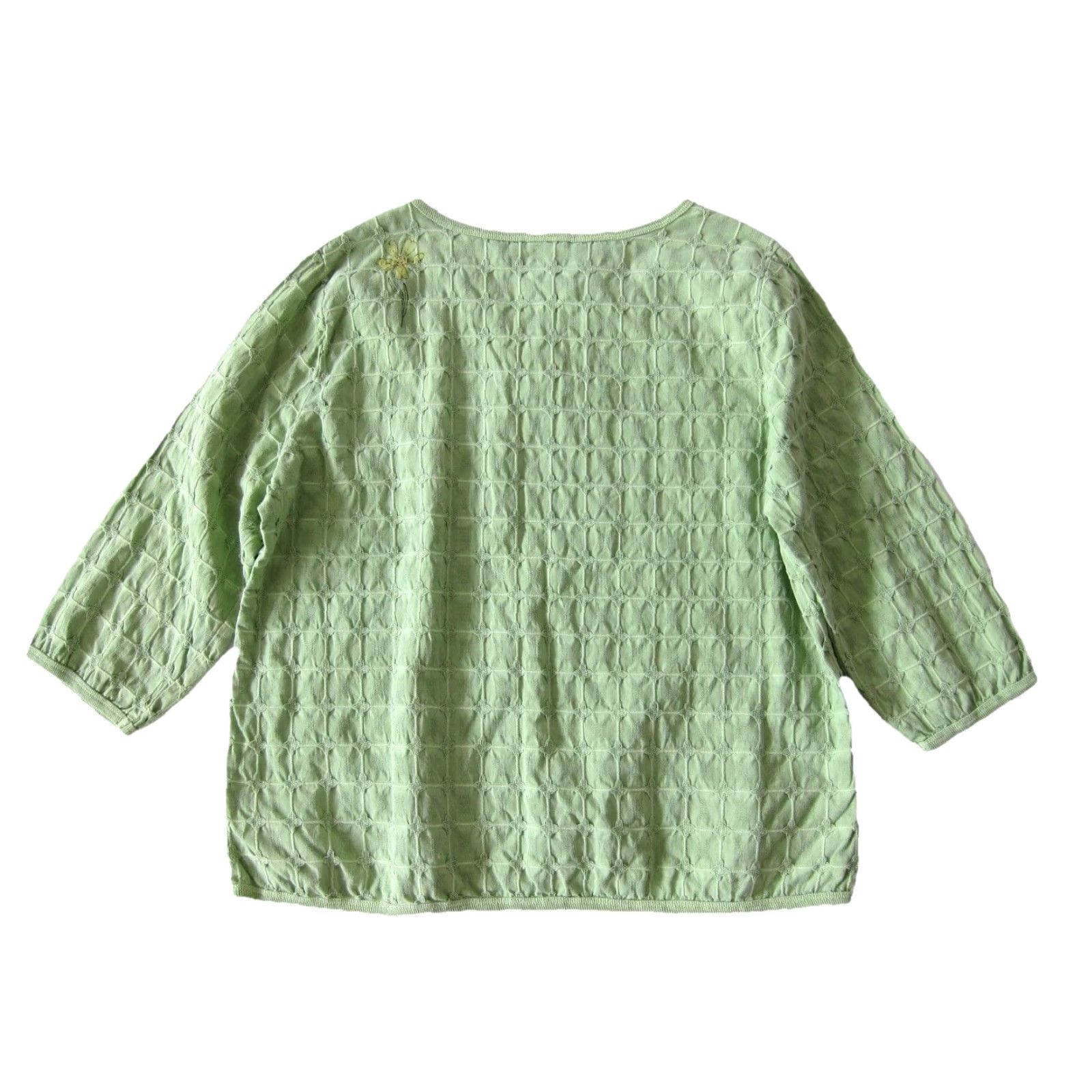 Vintage Focus 100% Waffle Cotton Green Floral Pocket 3/4 Sleeve Boxy Tunic Blouse XL Size XL / US 12-14 / IT 48-50 - 2 Thumbnail