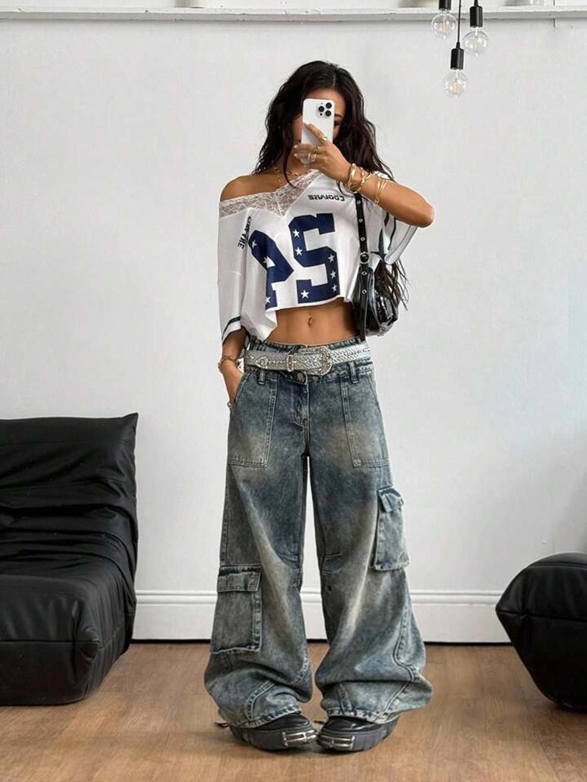 Other Star 24 Genius Lace Trim Crop Top Mesh Jersey by Coolane Size ONE SIZE - 2 Thumbnail