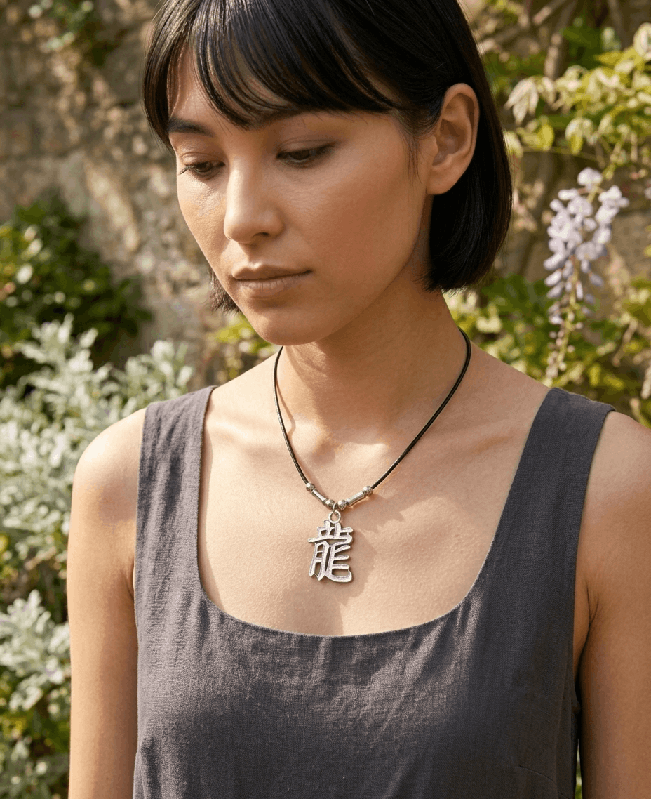 Other Vintage Style Dragon Kanji Pendant Necklace Japanese Symbol Size ONE SIZE - 2 Thumbnail