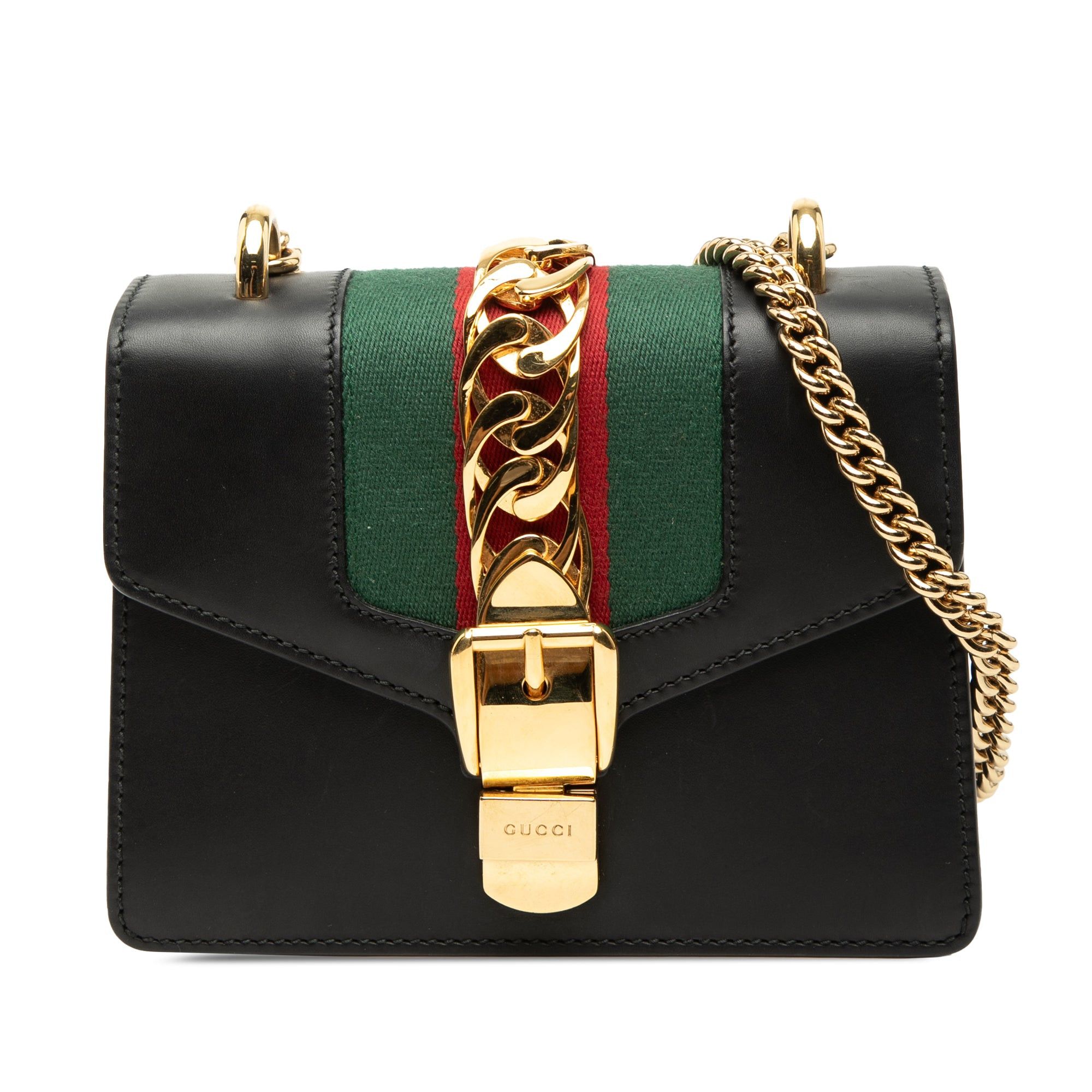 Gucci Mini Leather Web Sylvie Chain Crossbody Size ONE SIZE - 1 Thumbnail