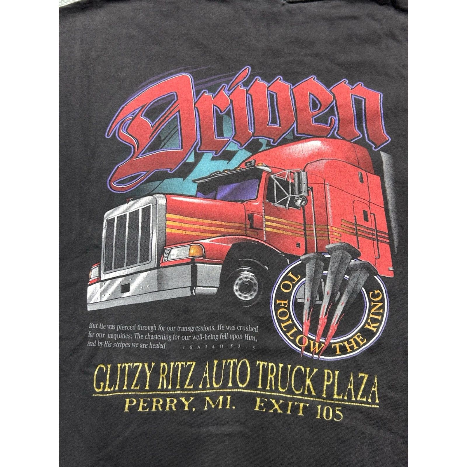 Vintage VINTAGE King T-Shirt Driven to Follow the King Jesus Tee Trucker Faded Black XL Men Shirt XS? Size US XL / EU 56 / 4 - 2 Thumbnail