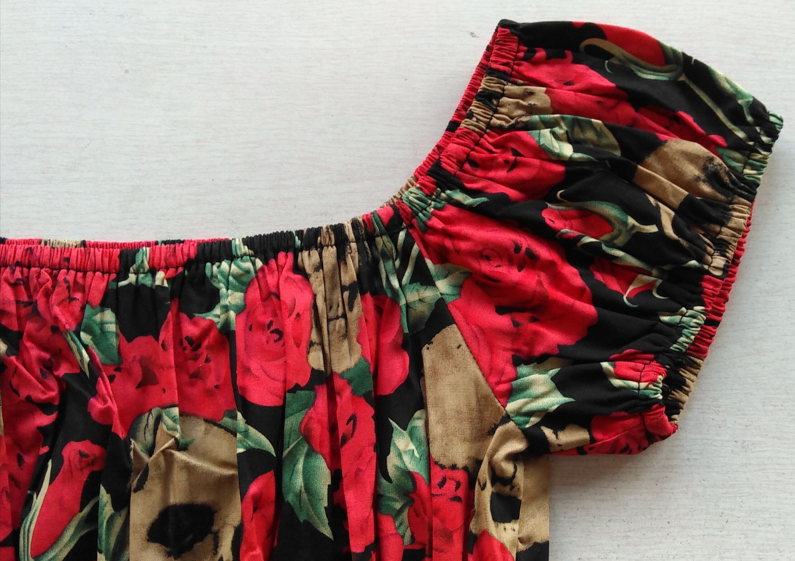Other Skull rose print off shoulder slim fit women tops Size L / US 10 / IT 46 - 4 Thumbnail